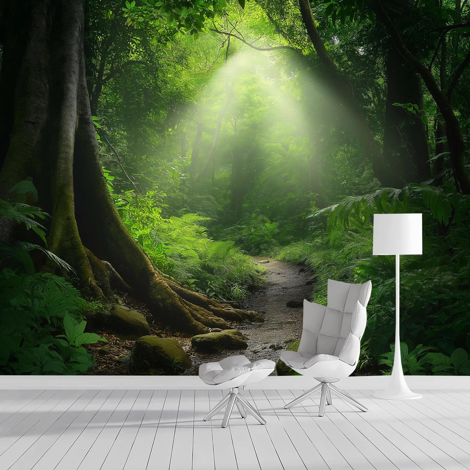 Carta Da Parati Fotografica Foresta di soleBellezza naturale In Stile Poster Giganti Da Parete, Fotomurale Carta Parati 350 x 256 cm Murale, Decorazione Da Muro Per Soggiorno