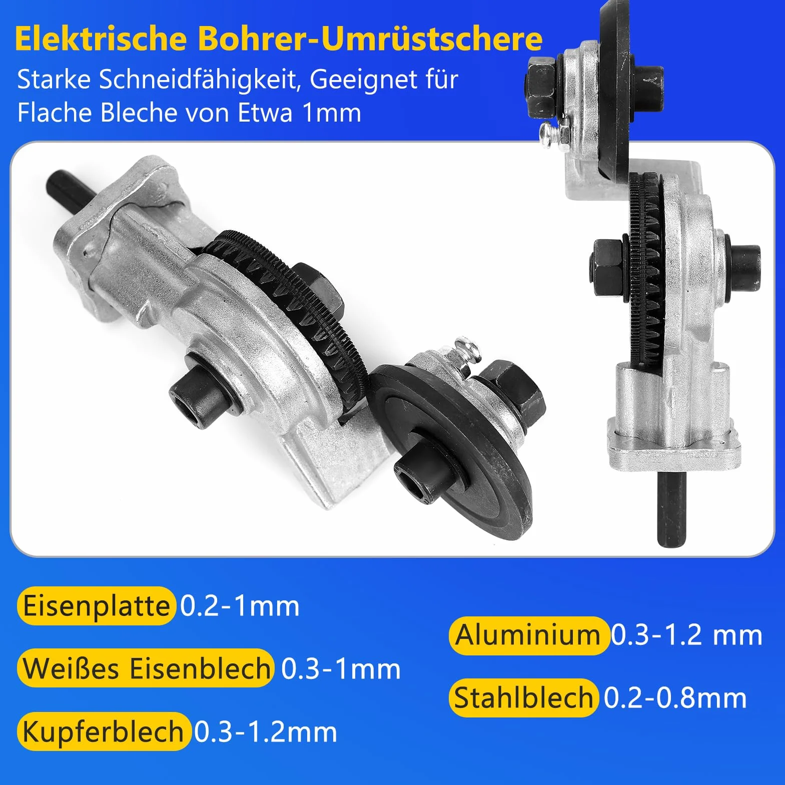 Cesoie per avvitatore a batteria, taglierina per avvitatore a batteria, cesoie per lamiera, elettrico per lamiera, trapano a mano, acciaio, rame, alluminio