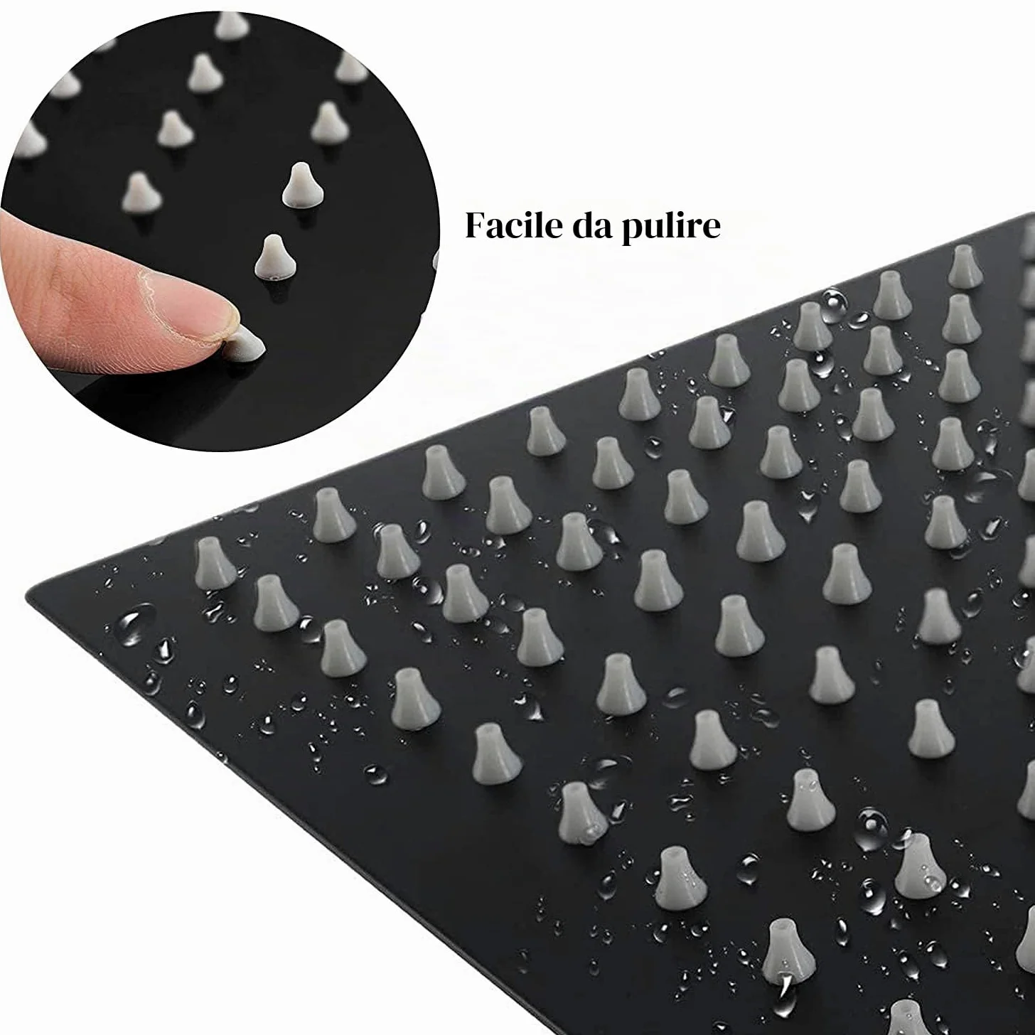 Drenky Soffione Doccia Quadrato 12 Pollici in Acciaio Inossidabile Nero - Alta Pressione, Cascata, Regolabile a 360 Gradi, Anticalcare