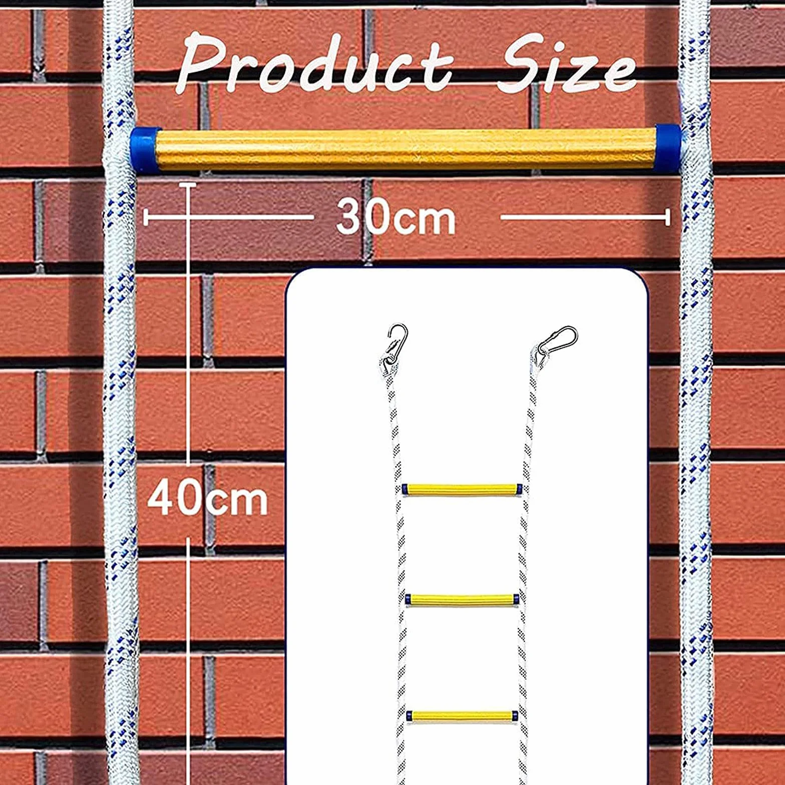 Generico Scala di Emergenza, Scala di Corda da 12 m per Bambini e Adulti, Scala di Sicurezza per finestre e balconi, Ideale per Uso Domestico ed Esterno, Design Portatile e Resistente.