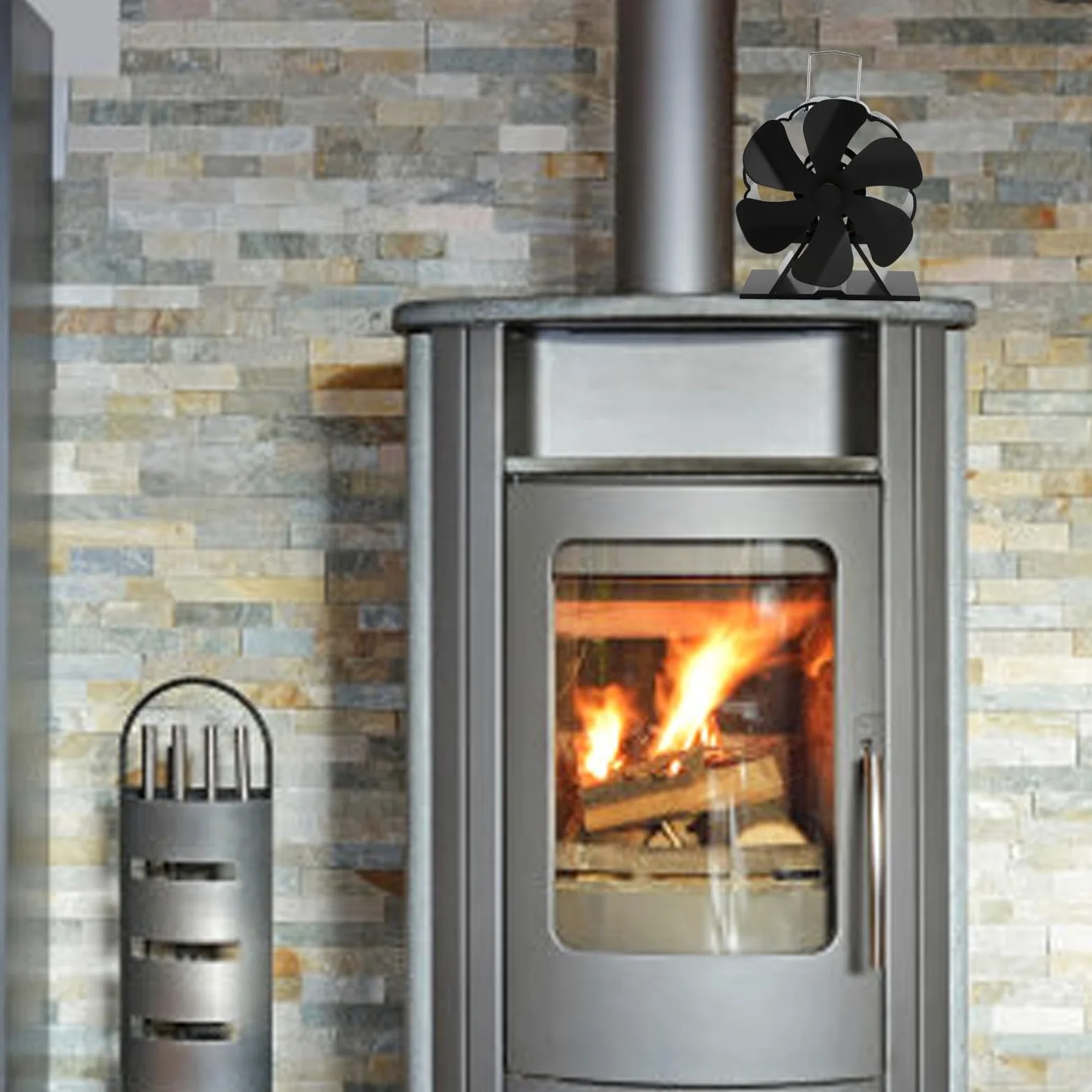 FTVOGUE Ventilatore stufa legna alluminio | Termico, senza elettricità, +80% flusso, per camino