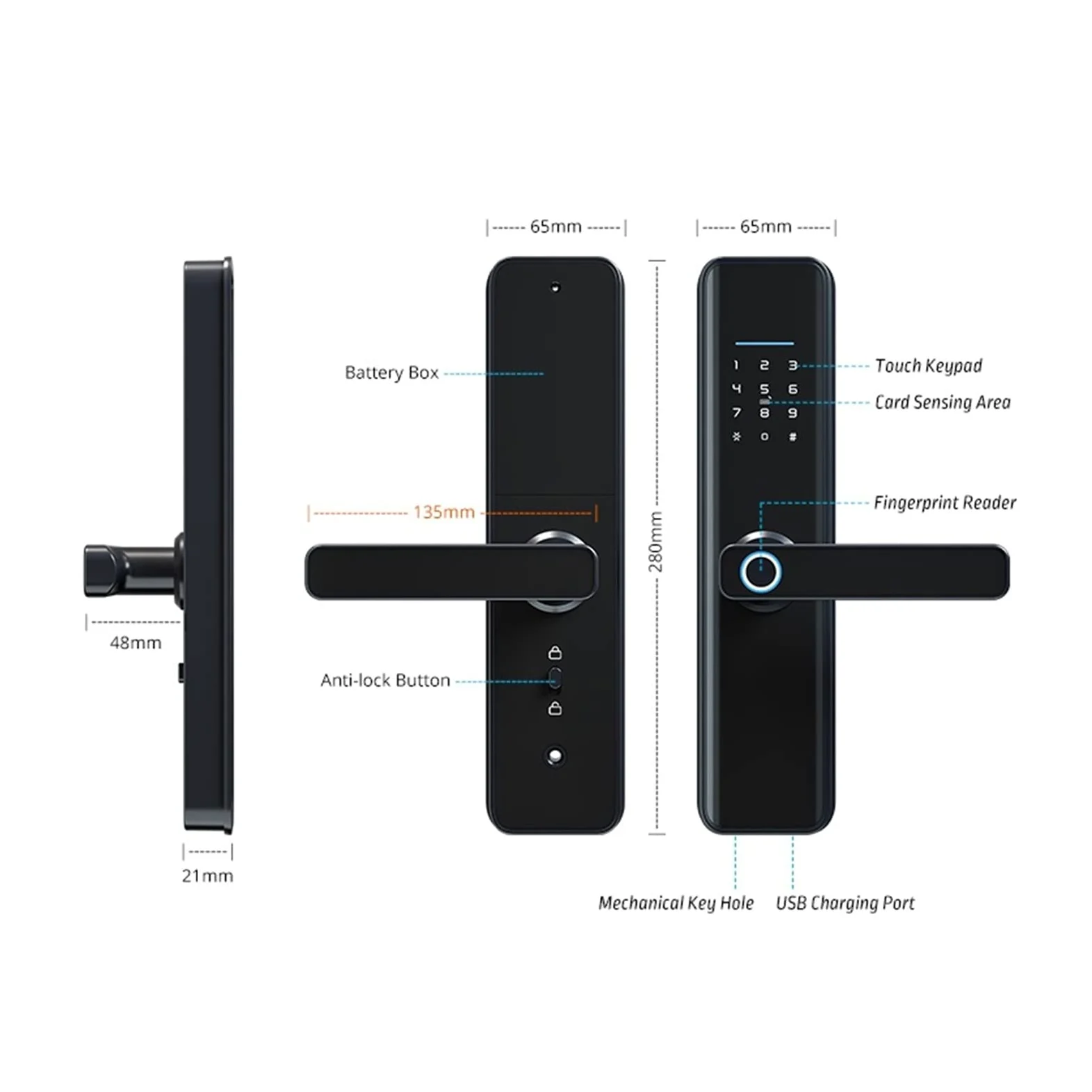 Serratura intelligente, Impronta digitale Impermeabile Cerradura Inteligente Fechadura Eletronica Smart Door Block(X7ty-180)
