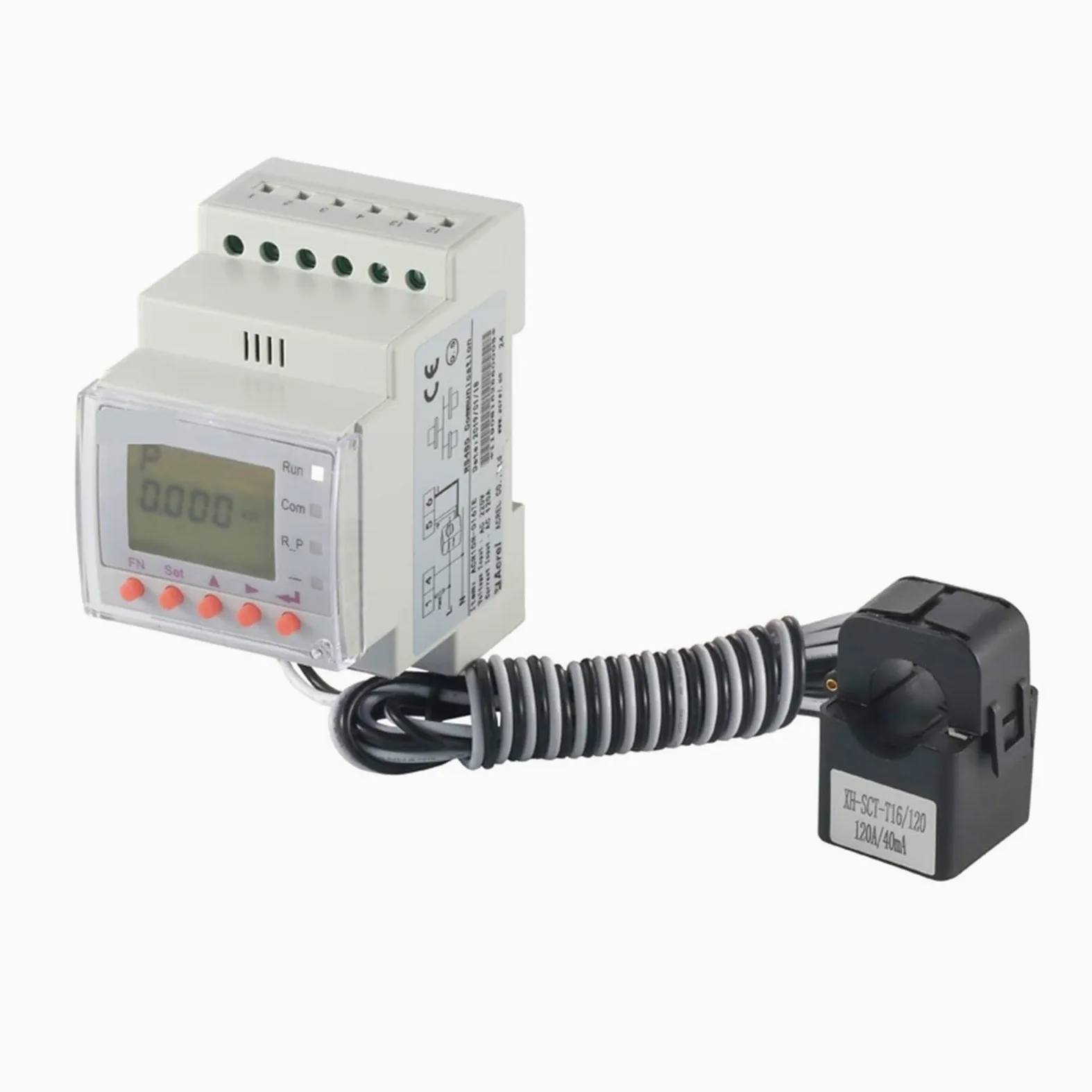Contatore Energia Elettrica, 45～65Hz Din Rail Ct Accoppiato 120A Contatore di energia intelligente monofase Solar PV Riflusso bidirezionale Monitor di potenza Inverter abbinato, Facile da Installare