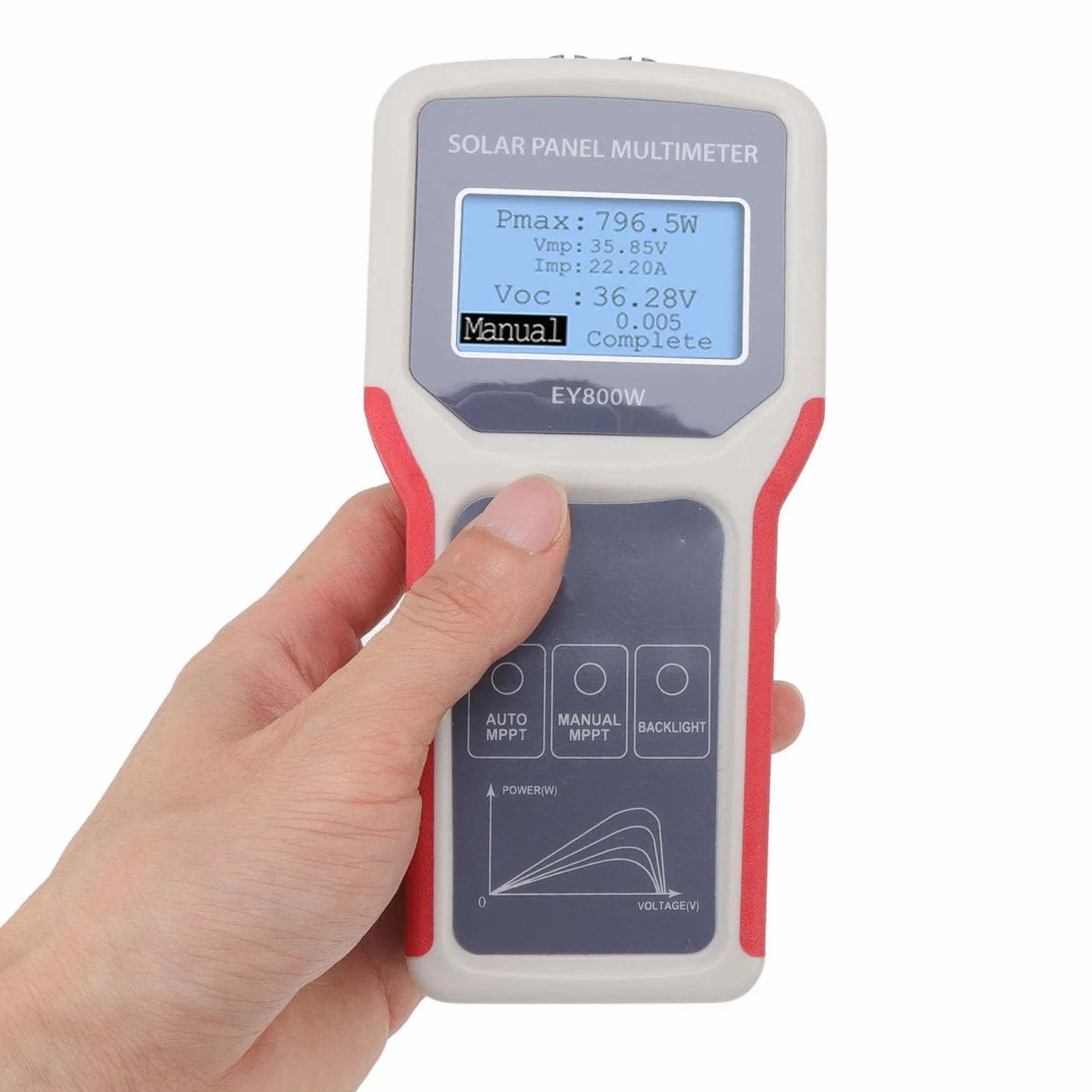 Jiawu Tester MPPT per Pannelli Solari LCD Multifunzionale, Multimetro per Pannelli Solari 12-60V 0-35A 800W, Test di Tensione a Circuito Aperto, Protezione da Sovratensione/corrente/temperatura,