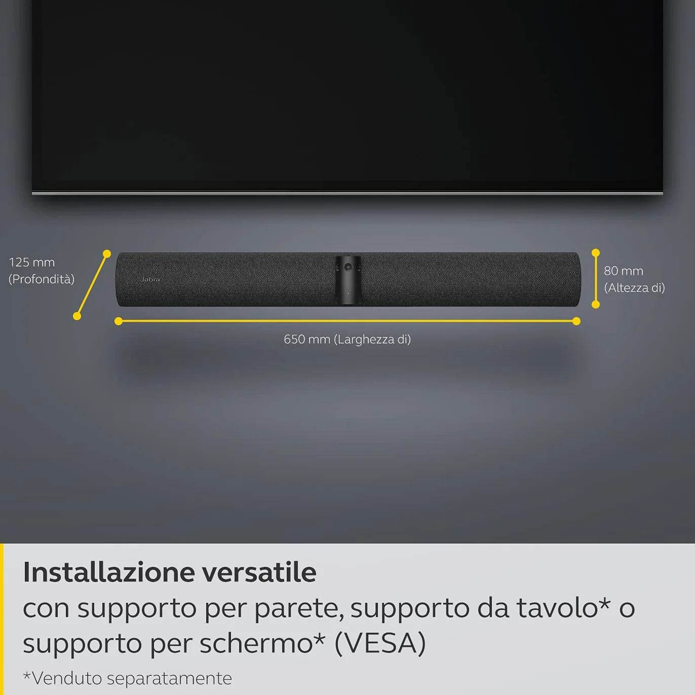 Jabra PanaCast 50 Panoramic 4K Barra video, PC / MAC, Tutte le piattaforme, Nero, Webcam per sala riunioni
