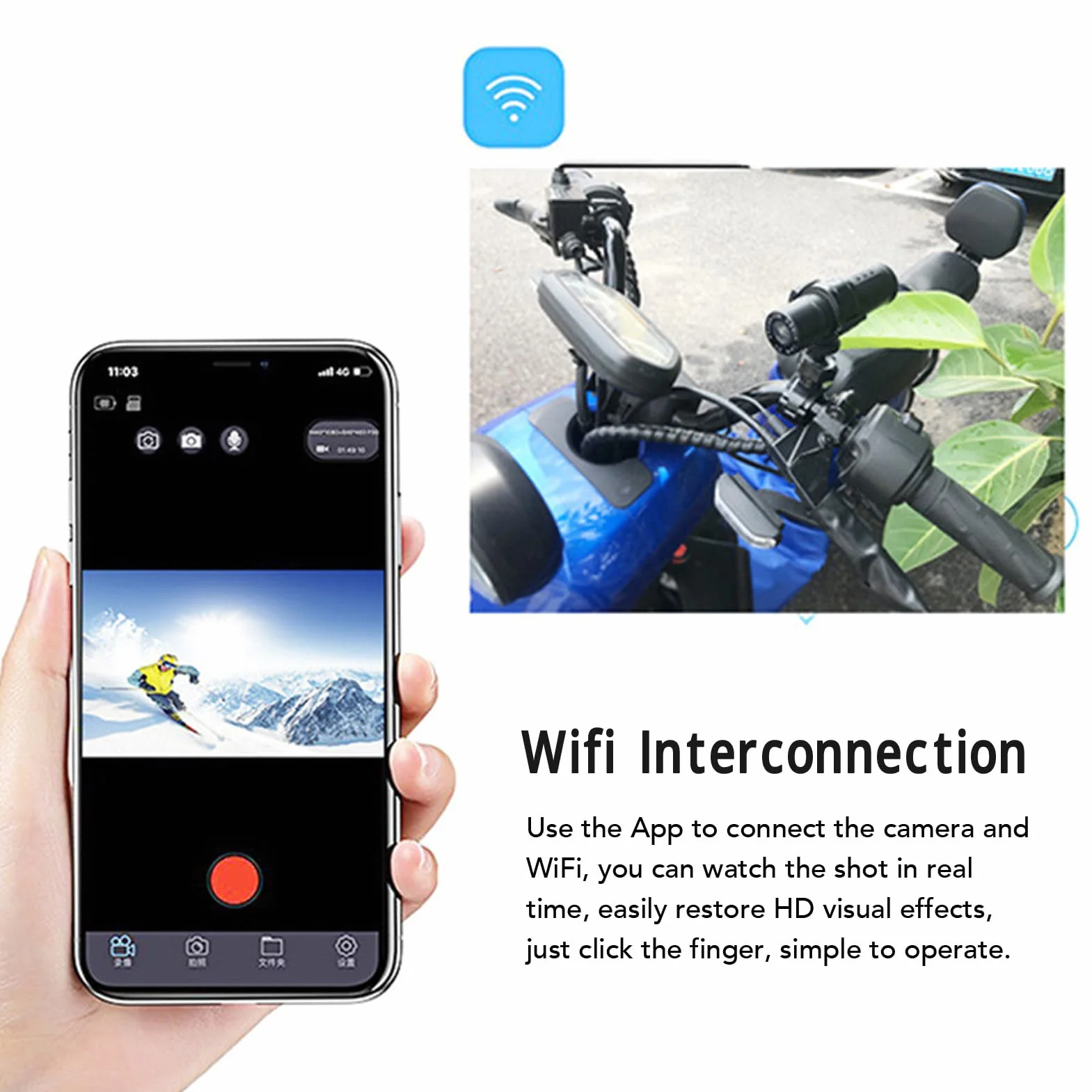 Moto Dash Camera,FHD Telecamera per Moto/Bici Dash Cam,Grandangolo 120° Cycle Recording Video Camera da Moto Con Supporto per Manubrio e Cavo USB