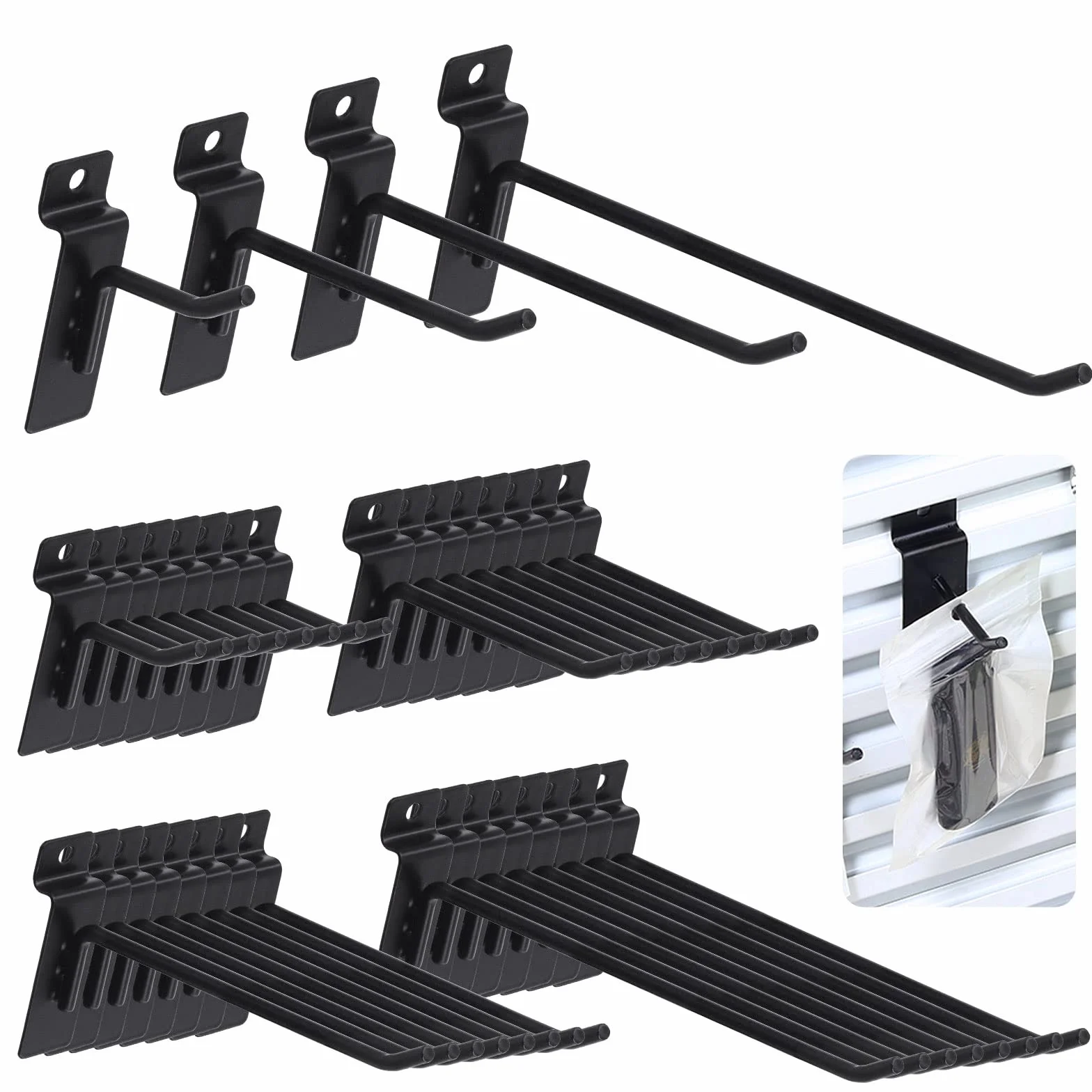 Ganci per dogati da parete Keadic Set 32 pezzi 2-8 pollici nero