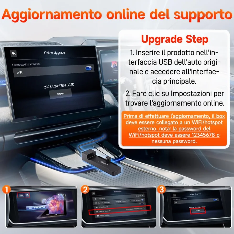 Carlinkit 2026 Adattatore HDMI FireDrive Link Auto - Convertitore per Fire TV Stick & Gaming, Trasmissione Video HD 1080p, Plug & Play, Compatibile con CarPlay Cablato e Dispositivi Fire TV Stick