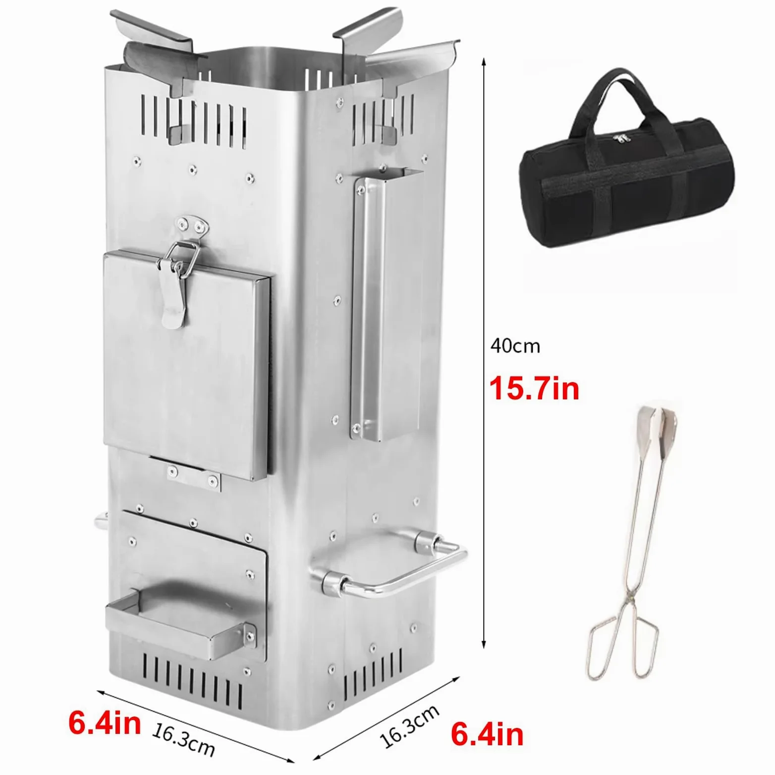 Stufa a Legna Piccola Realizzato in Acciaio Inox 201 Portapentole Rimovibile Mini Stufa a Legna da Campeggio con Cassetto Raccogli-cenere Adatto per Campeggio e Cucina
