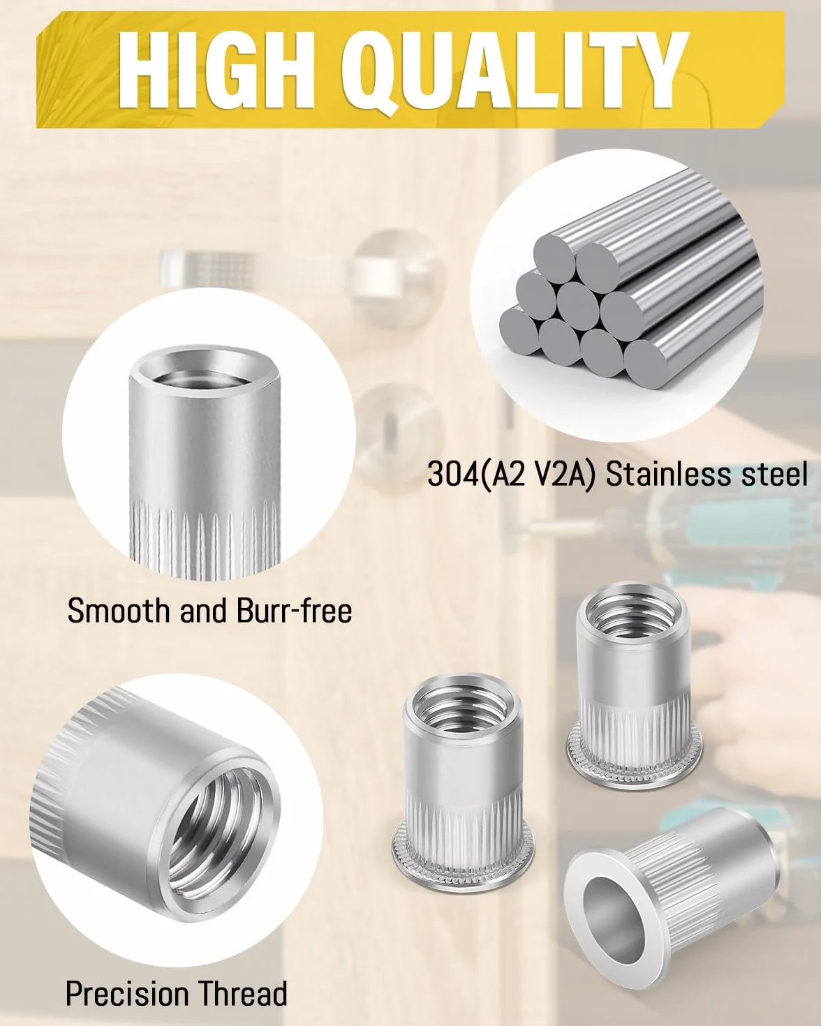 Rivetti Filettati M10 10Pcs Dado Per Rivetto Per Legno