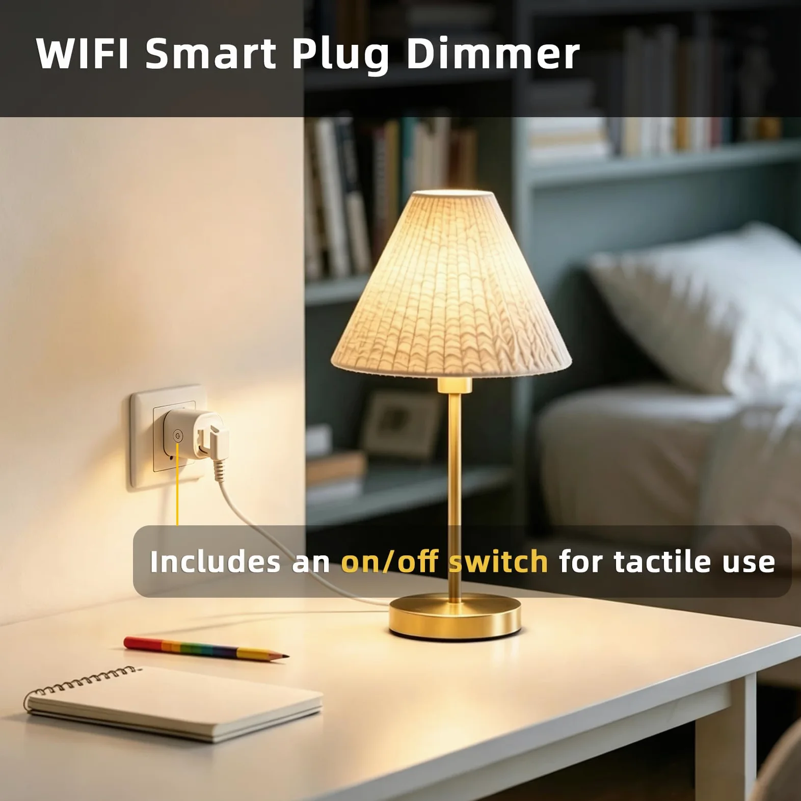 Presa intelligente con dimmer Wi-Fi, compatta, controllo vocale e app, compatibile con Smart Life, senza hub, per lampade LED dimmerabili