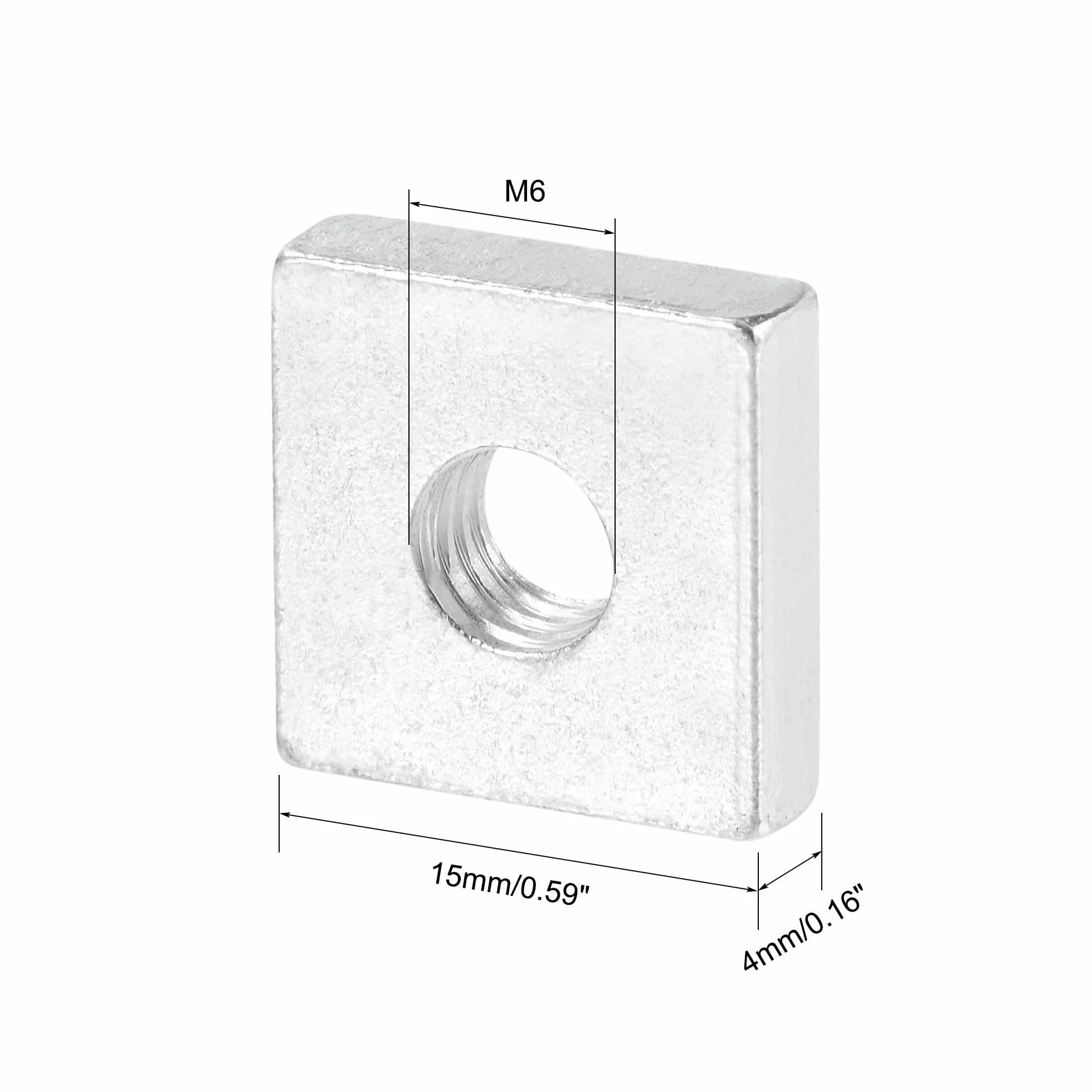 QUARKZMAN Dadi Quadrati M6x15mmx4mm Zincato Kit Assortimento 25 Pezzi