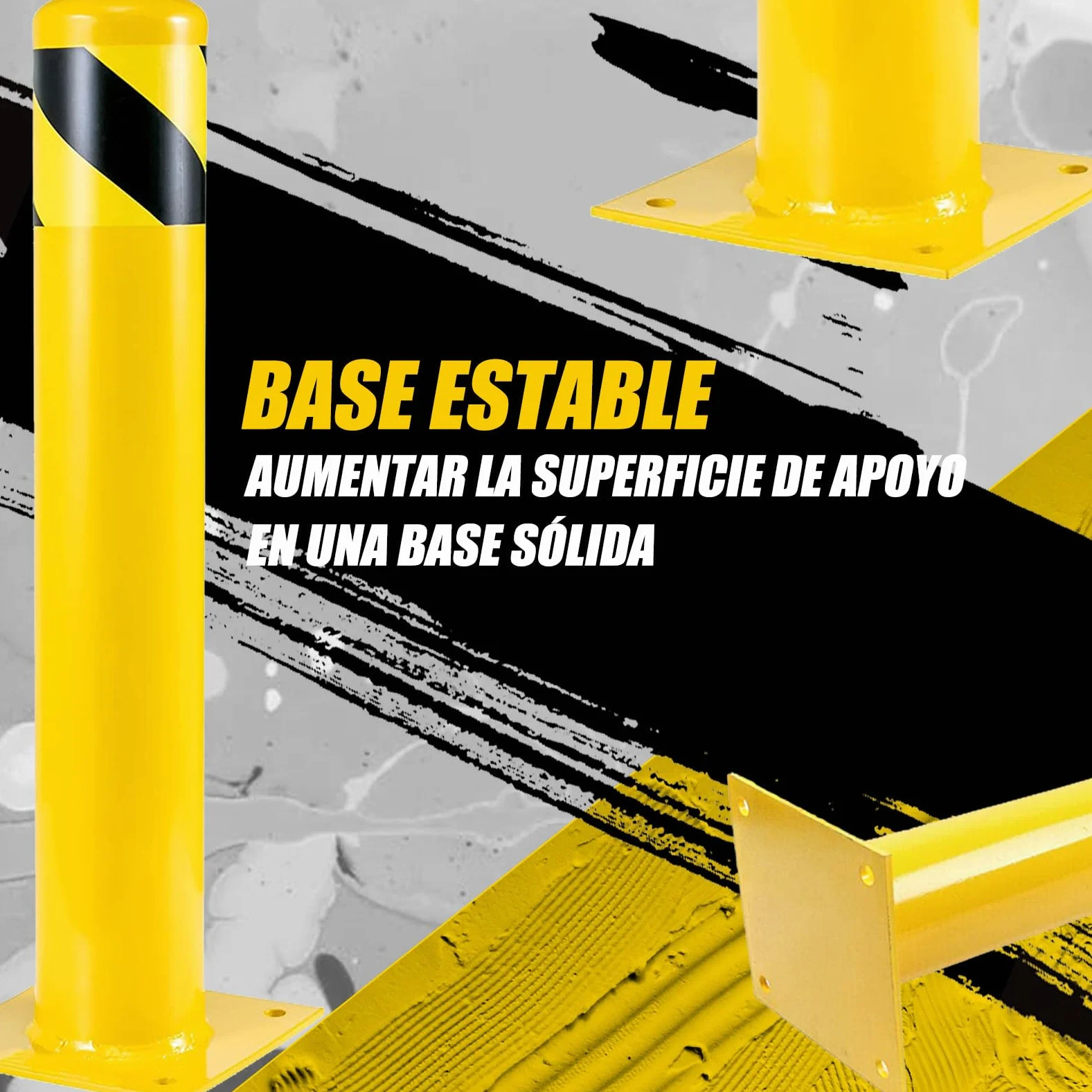 Dissuasore giallo da 91 cm, 2 pezzi per pianificazione stradale, palo di parcheggio per il controllo del veicolo e sicuro, ideale per il parcheggio