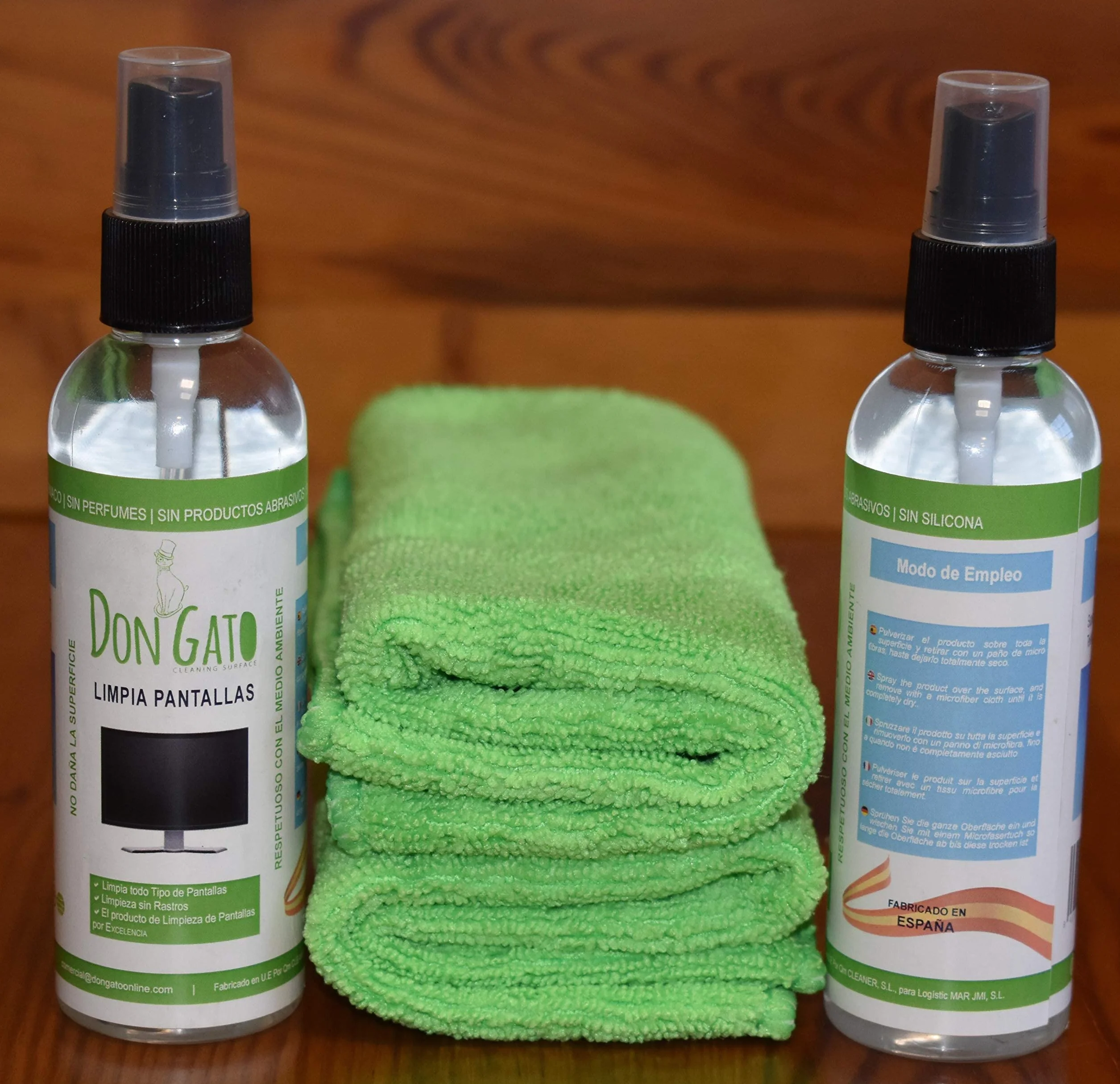 Don Gato – pulizia dello schermo (100ml x 2) + 2 panno in microfibra per TV, Tablet, Computer portatile, LCD, LED, telefono cellulare. Prodotti naturali e rispettoso dell'ambiente.