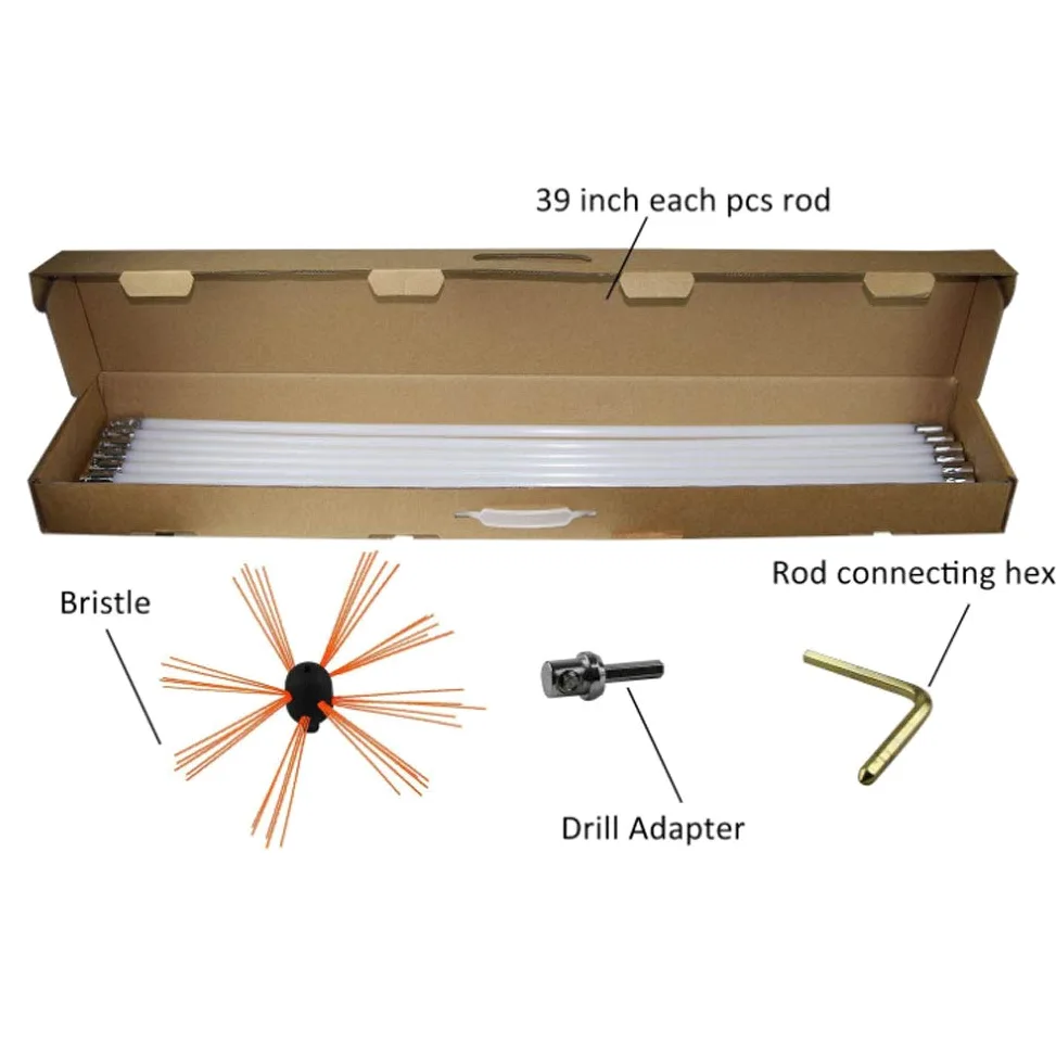 Spazzola per Camino, Kit di Strumenti per la Pulizia di Spazzole del Trapano Elettrico per Caminetti da Camino, Aste Flessibili Collegabili Pieghevoli Kindly,scelta Multipla,10m