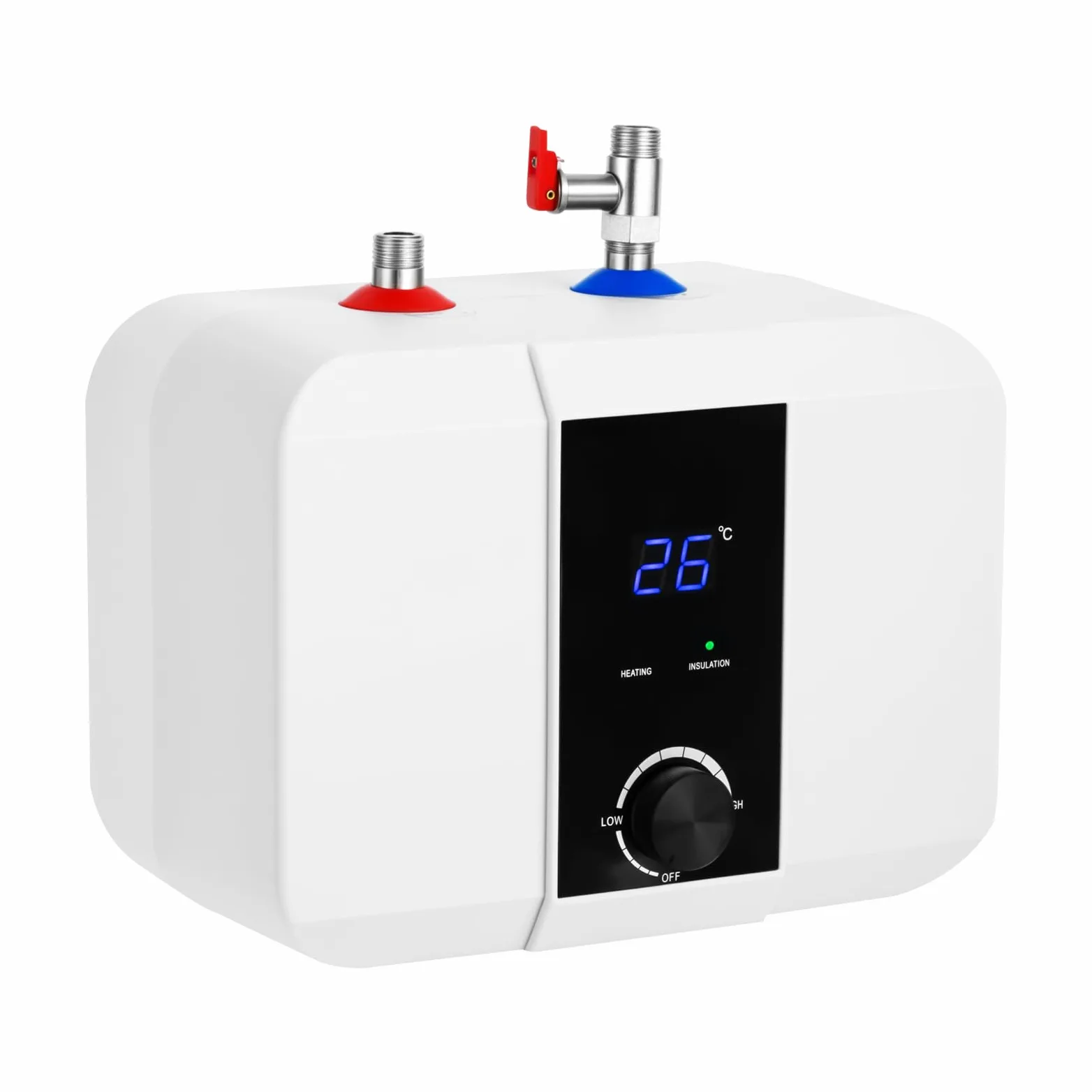 Scaldabagno elettrico 6L mini serbatoio acqua calda scaldabagno sotto lavello con display a LED, serbatoio scaldabagno elettrico regolabile da 0-65℃, per lavello della cucina bagno