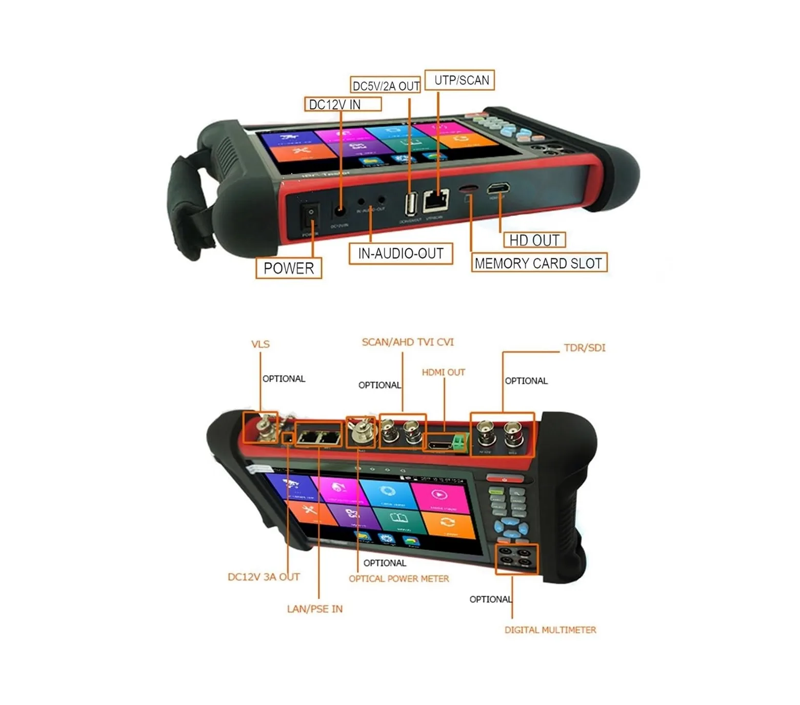 Supporto per tester CCTV per telecamera IP X7-MOVTADHS Tester Telecamera Analogica IP Monitor Tester CCTV Da 8 MP Con Analogico + LP + AHD + CVI + TVI + SDI Tester CCTV Multifunzione 6 In 1