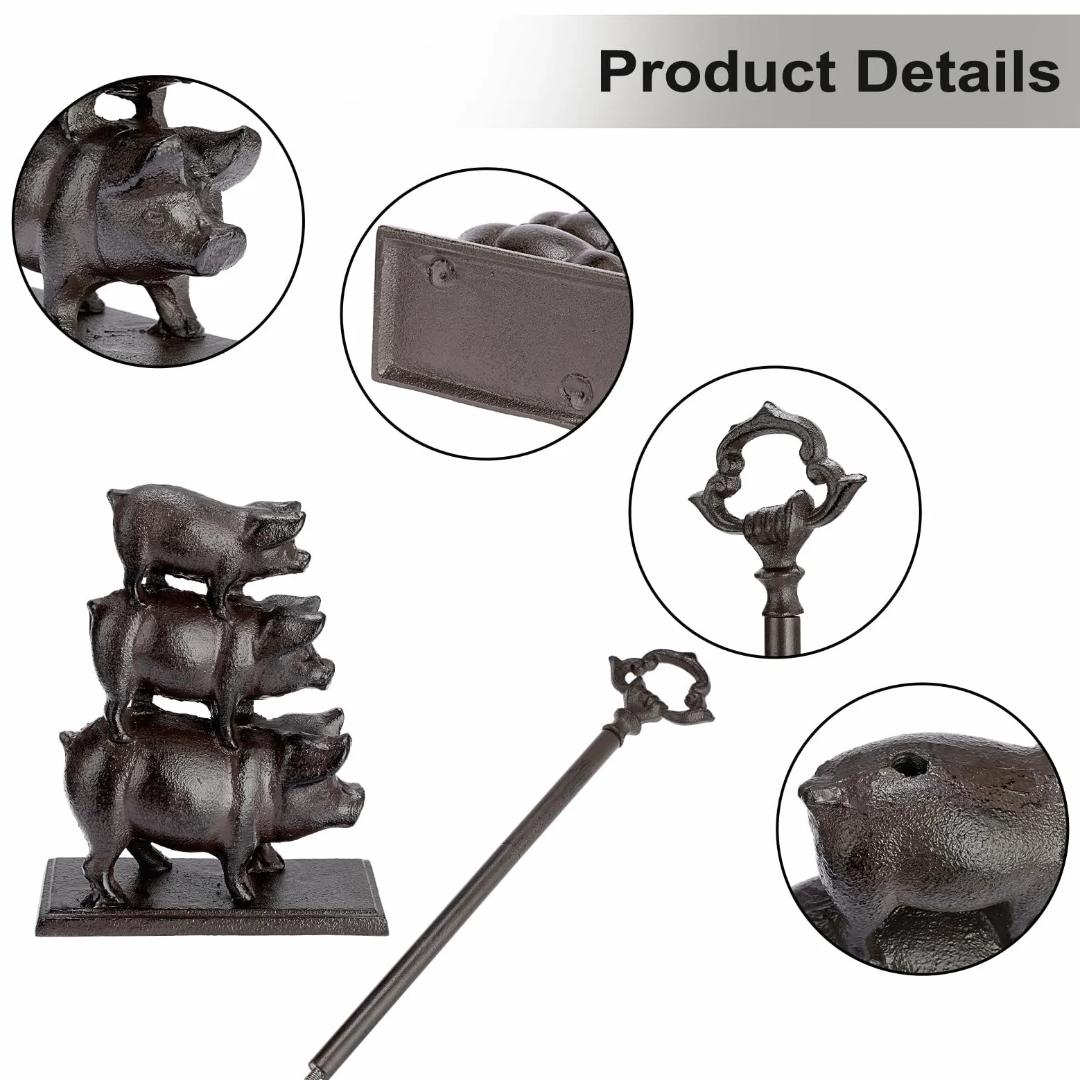 Fermaporta resistente con maniglia per il trasporto, fermaporta a forma di maiale | Nessun trapano, 2.3kg ghisa animale ponderato tappo, decorativo maiale porta Sops Holder