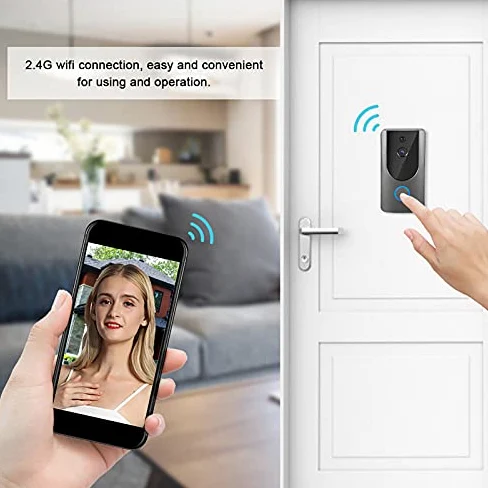 Videocitofono Wifi, telecamera campanello wireless, campanello video risoluzione 1280 x 720 con batteria ricaricabile 6800 mAh rilevamento movimento visione notturna controllo APP per Android IOS