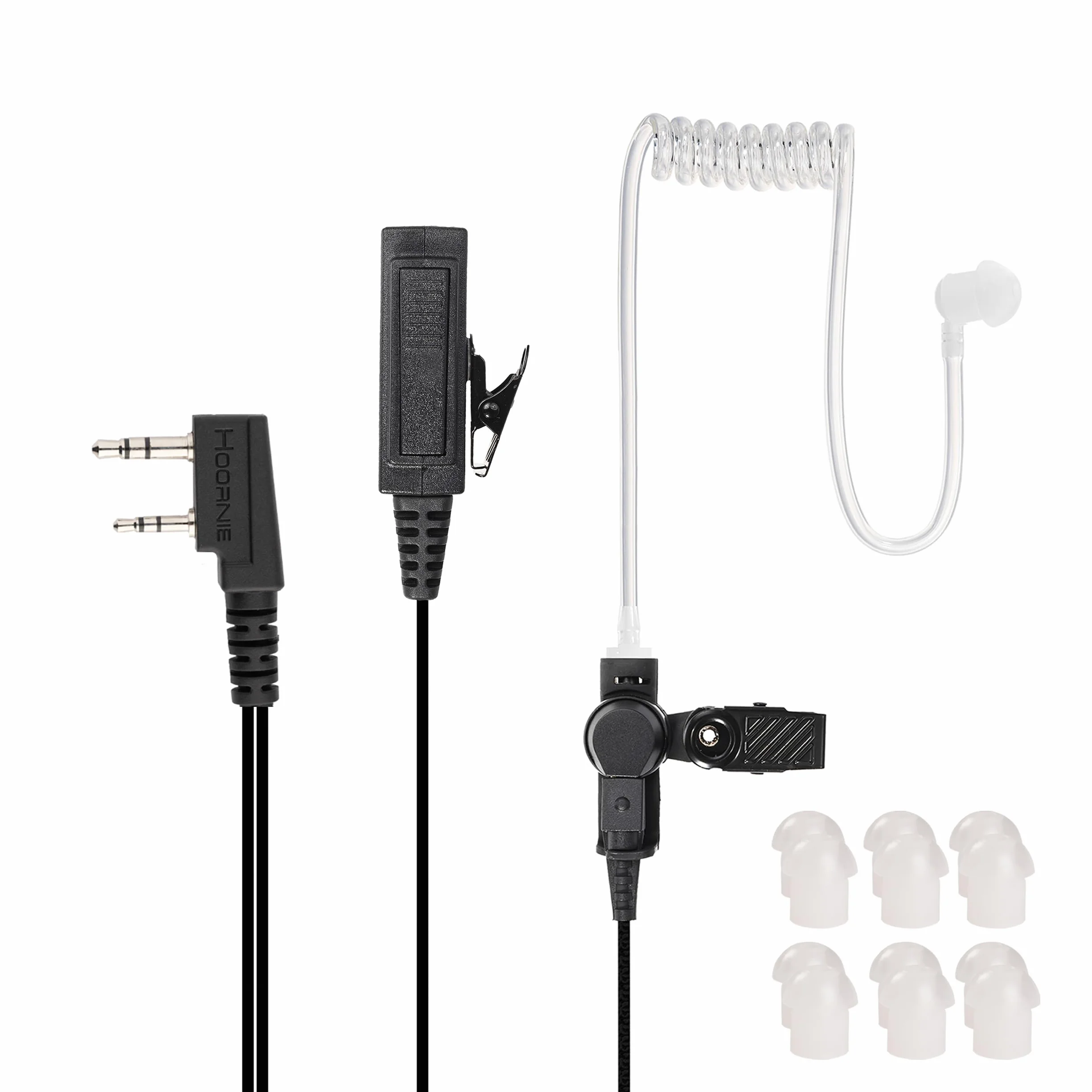 Cuffie radio Military Grade per Kenwood con 3 cavi intrecciati più spessi. Per Kenwood TK-3101, TK-3201, TK-3301, TK-3401D, TK-3501, TK-3701 UVM. Premium con 10 tappi per le orecchie gratuiti