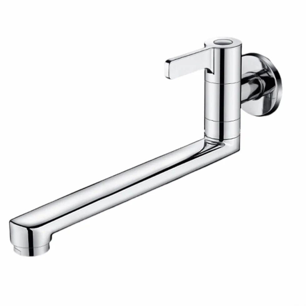 Rubinetto singolo girevole per acqua fredda, montaggio a parete, rubinetto da cucina 20 cm/25 cm, beccuccio esteso, in acciaio inox 304, per lavello, piscina, risparmio di spazio (25 cm)