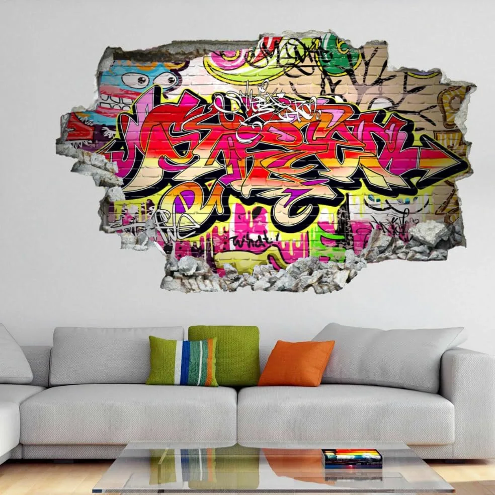 Adesivi per decorazioni da parete Graffiti Art Poster rimovibili da muro per personaggi del tatuaggio fracassato per domestica Soggiorno Camera da letto per da muro per la scuola materna