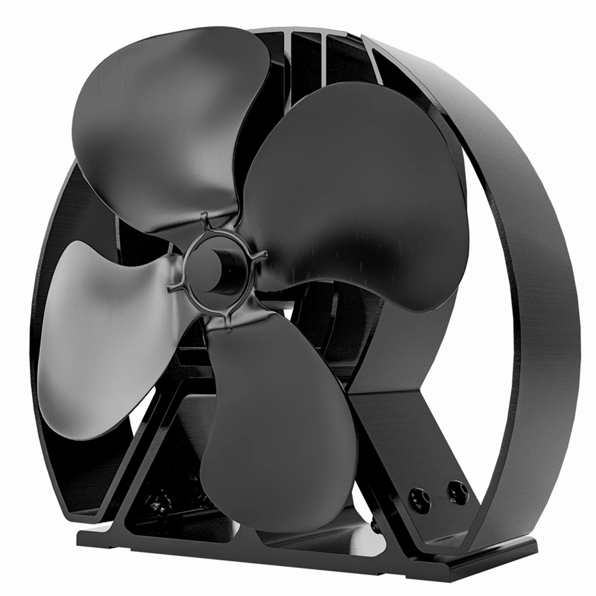 Forest Master Ventilatore per stufa Viking avanzato, potente design a 4 pale per una circolazione del calore ecologica in stufe a legna e caminetti (nero satinato, Viking Air)