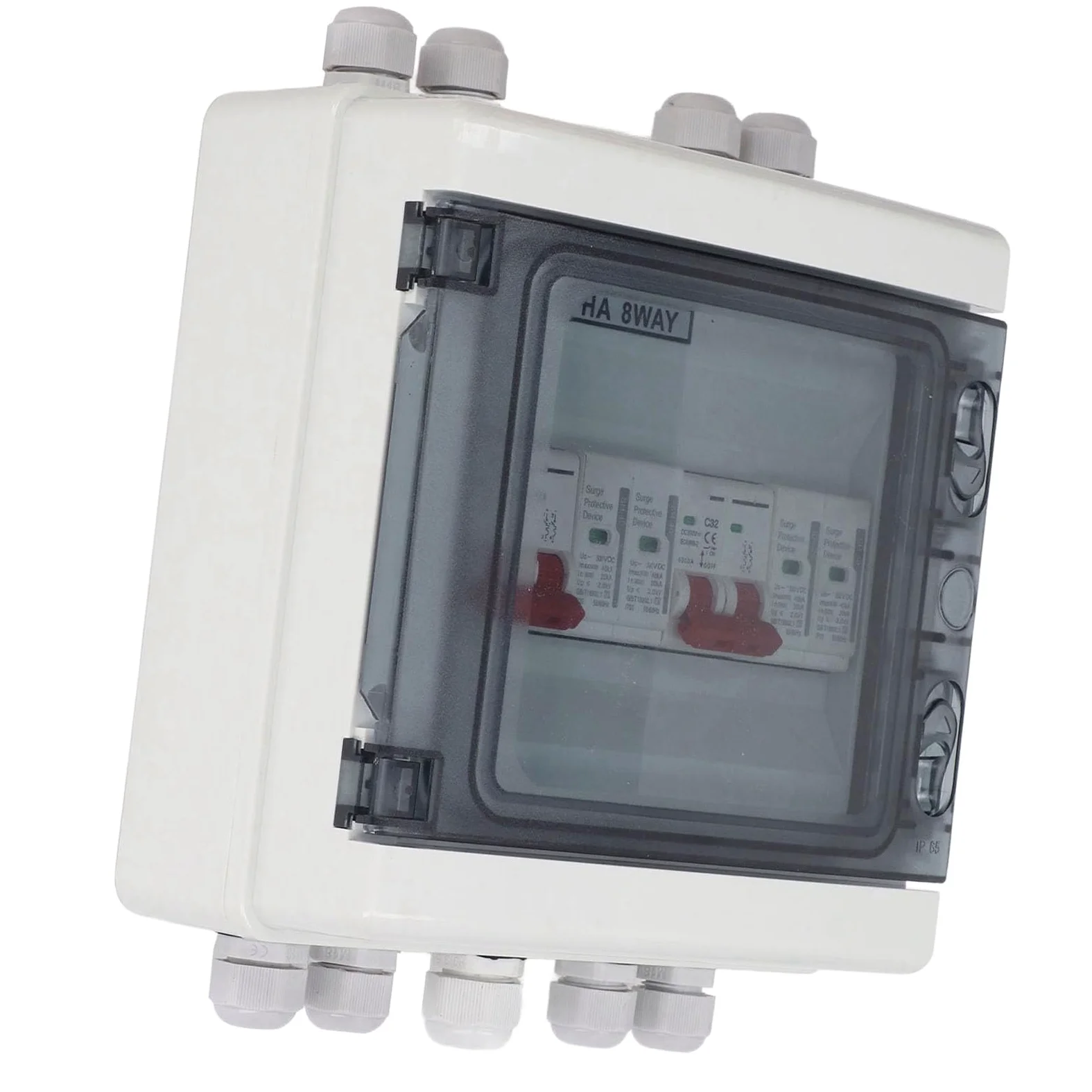 AUNMAS Sezionatore Solare DC500V Scatola Combinata Fotovoltaica 32A 2 in 2 Out IP65 Resistente All'acqua con Interruttore Automatico di Protezione da Sovratensione per di Griglia