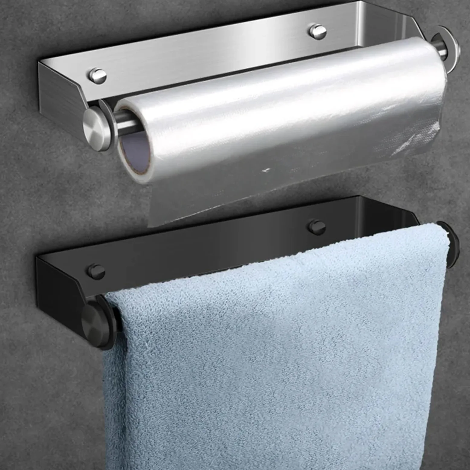 CMBSSTFC Porta Carta igienica in Acciaio Inox, portarotolo da Cucina, portarotolo da Parete e Scatola per fazzoletti in ABS, per Bagno e Cucina (Argento)