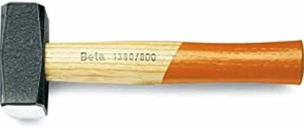 Mazzetta Professionale 2000 g, Martello Officina Cantiere Acciaio Forgiato Temperato, Manico Hickory 1380