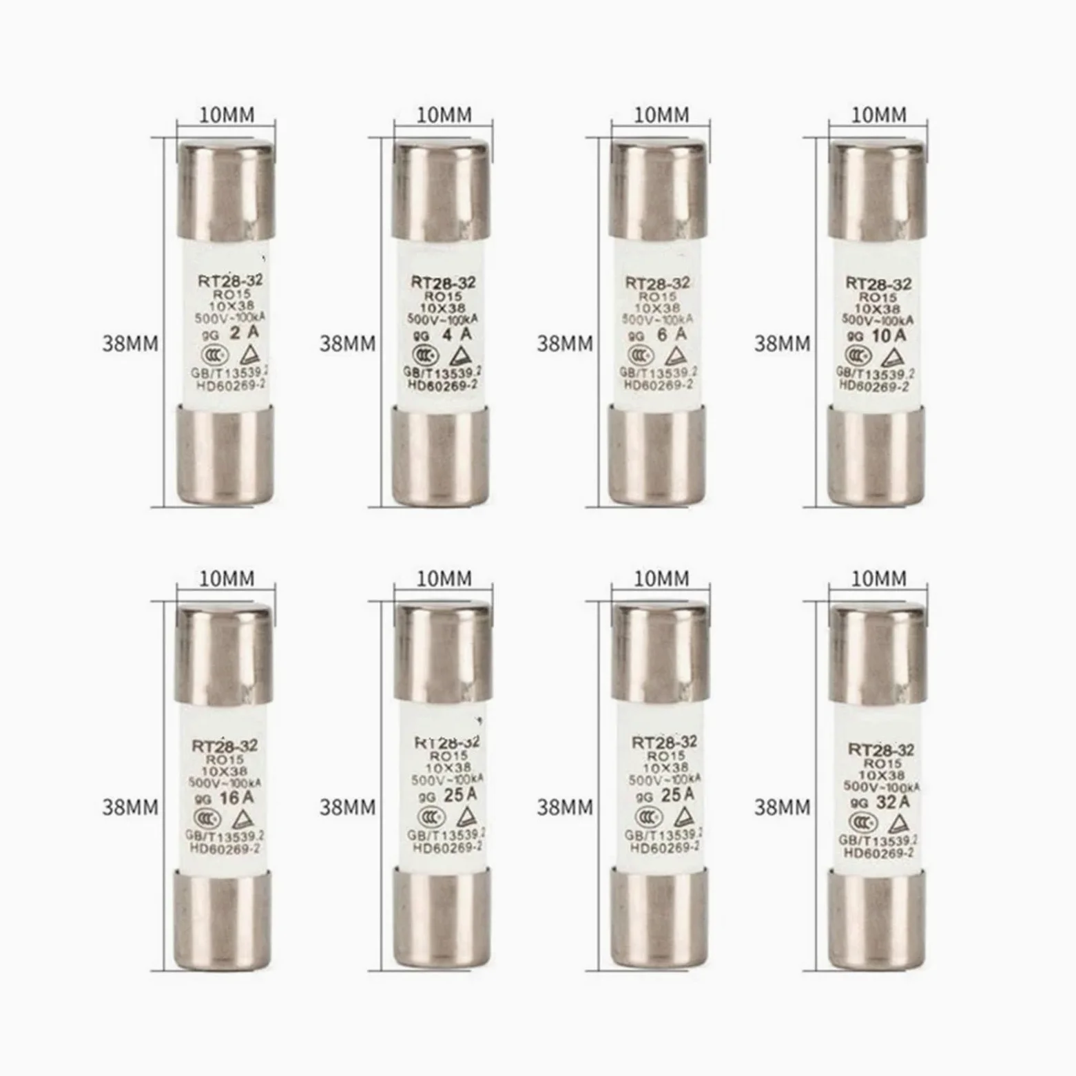 Fusibile ceramico a rottura rapida, Fusibile ceramico a rottura rapida 1000V 10x38MM 2A -32A solare fotovoltaico CC in leghe metalliche for la protezione del di energia (6A)(16A)