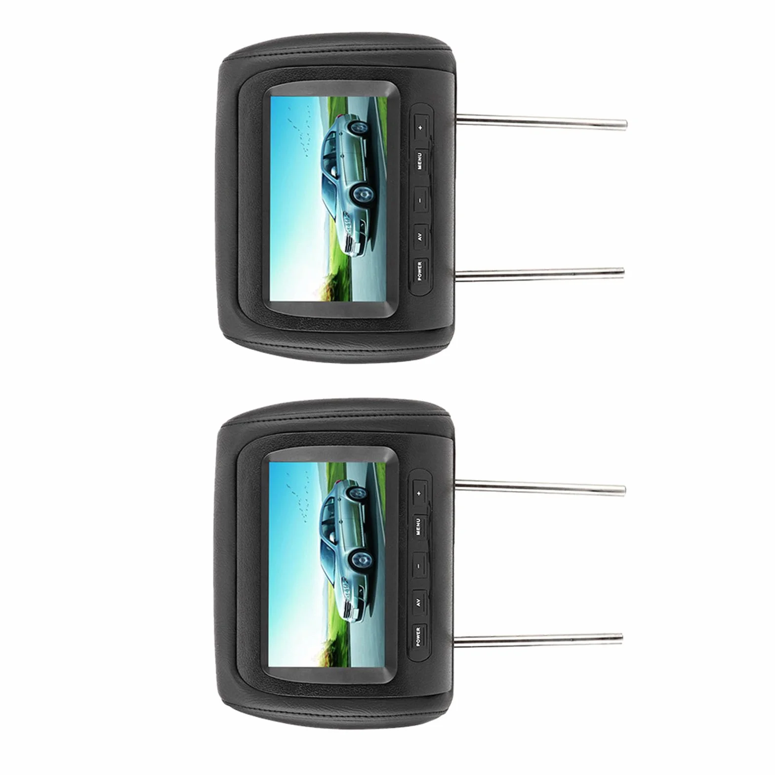 Eacam 7 In Display DVD CAR, Dispaly del Poggiatesta Nero con Schermo HD, Trasmettitore a Infrarossi a Doppio Canale per Modelli Universali, Controllo Wireless, 2 Input Video