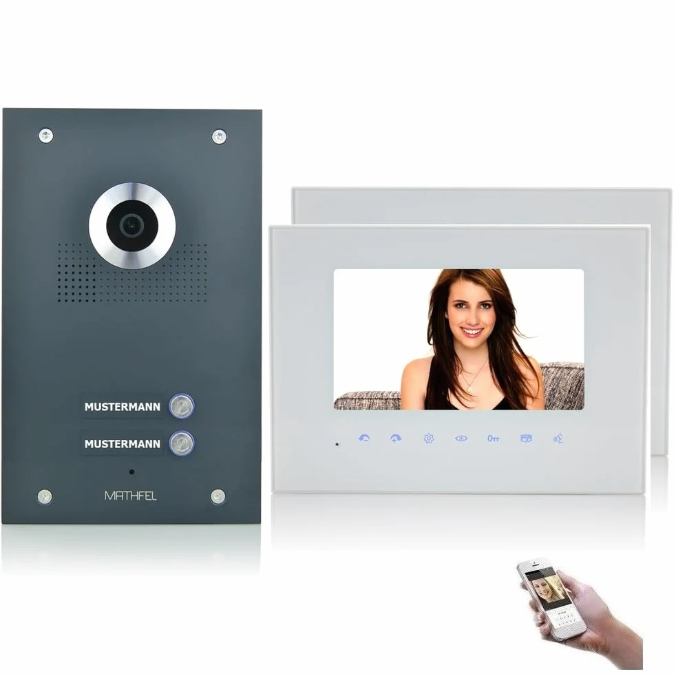 Videocitofono a 2 fili Bus IP, set 2 case, monitor da 7"
