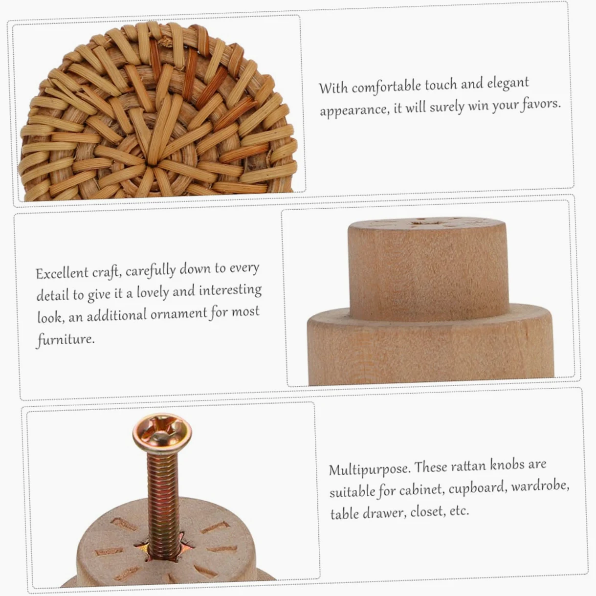 Uonlytech 4 Set Manico in Bambù Pomelli Decorativi Per Porte Comò Naturale Maniglie Delle Ante Dei Mobili Da Cucina Arredamento Legnoso Maniglie Dei Cassetti Del Comò Ki Di Legno 4 Pezzi * 4