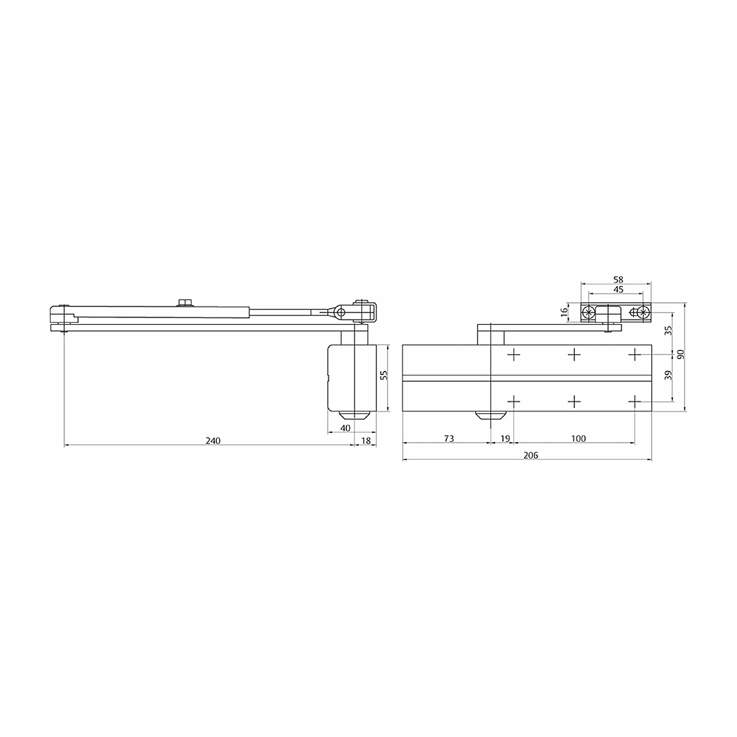 Tesa Assa Abloy Dc140 – 0 - Dev1-, Corpo Di Chiudiporta Dc140, Argento