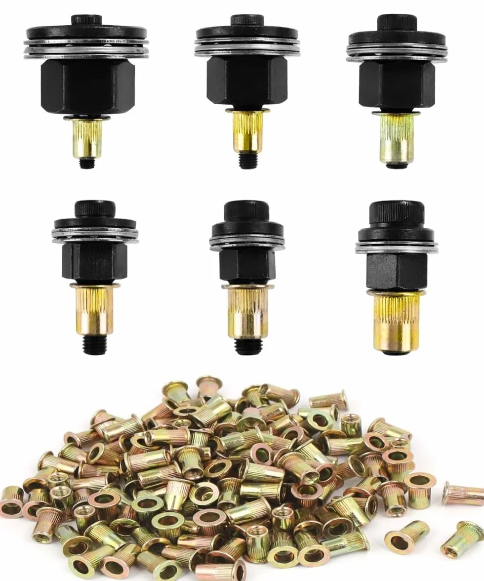 Rivettatrici Manuali Set 186 Pezzi, Rivettatrice per Inserti Filettati M3-M10, Mandrino Trapano Metallo