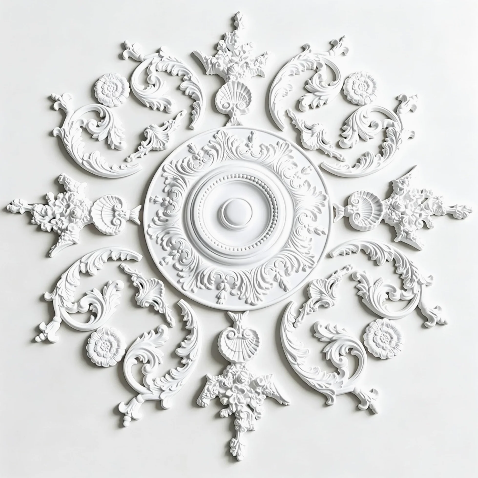 116cm Rosone Lampadario Soffitto Bianco Polistirolo Decorativo | Medaglione del Ventilatore Rotonda Moderno per Pareti Portalampada