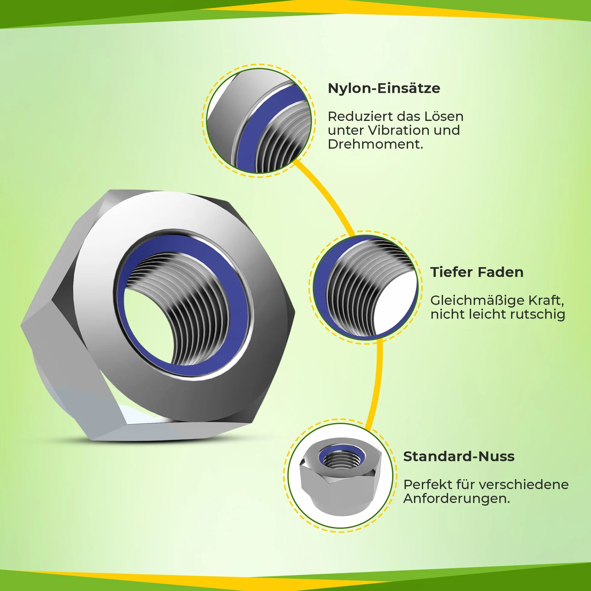 Offgridtec 25 dadi autobloccanti acciaio inox V2A M2.5 DIN 985 antiruggine
