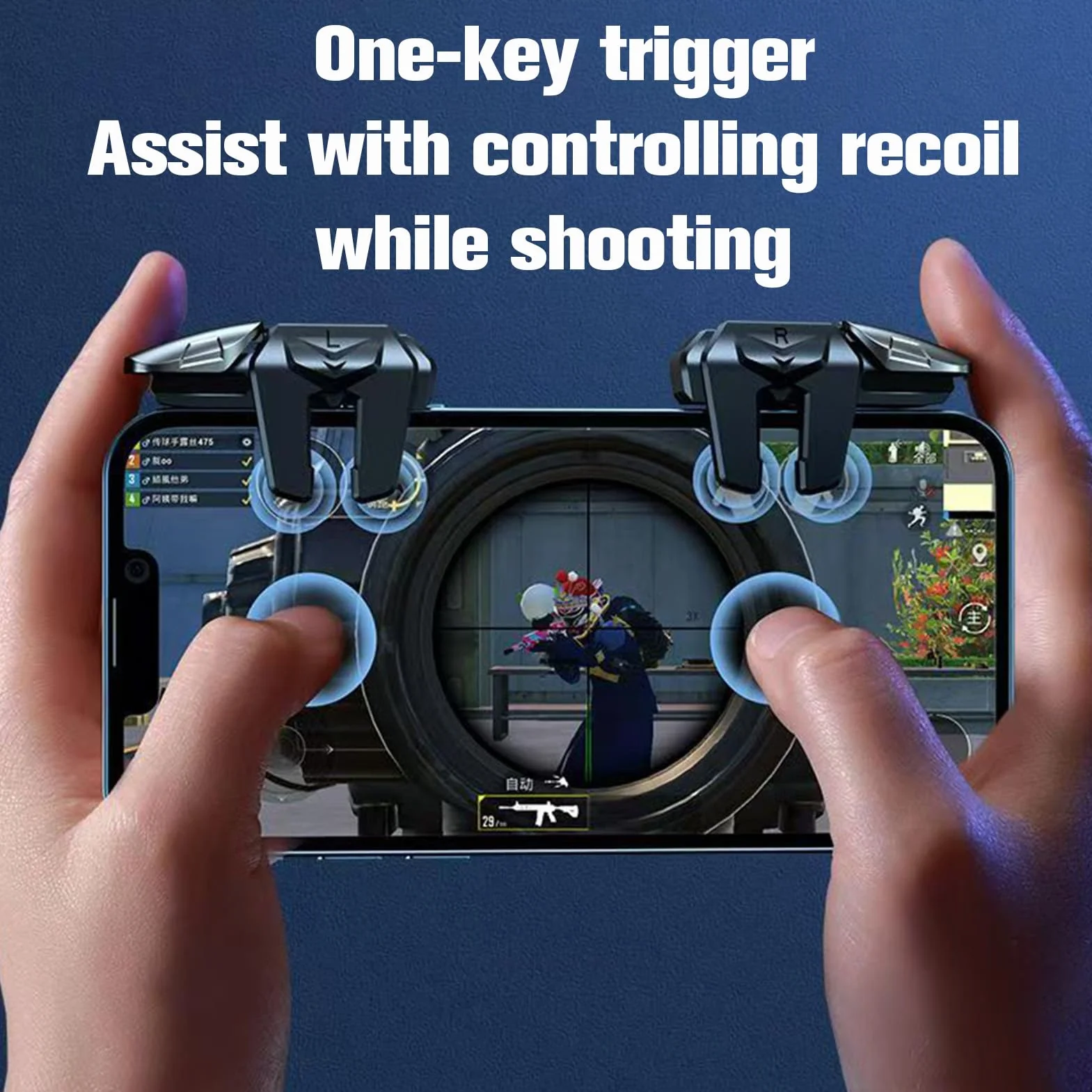 Fllyvly Controller di Gioco Mobile con 6 Dita, Joystick Triggers L1R1 L2R2 per PUBG, COD, Compatibile con Smartphone Android e iPhone, Massima Precisione e Protezione del Telefono