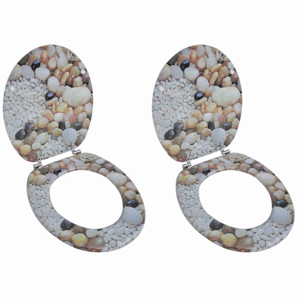 Set di 2 sedili anteriori WC con coperchi in MDF ciottoli 02_0002954
