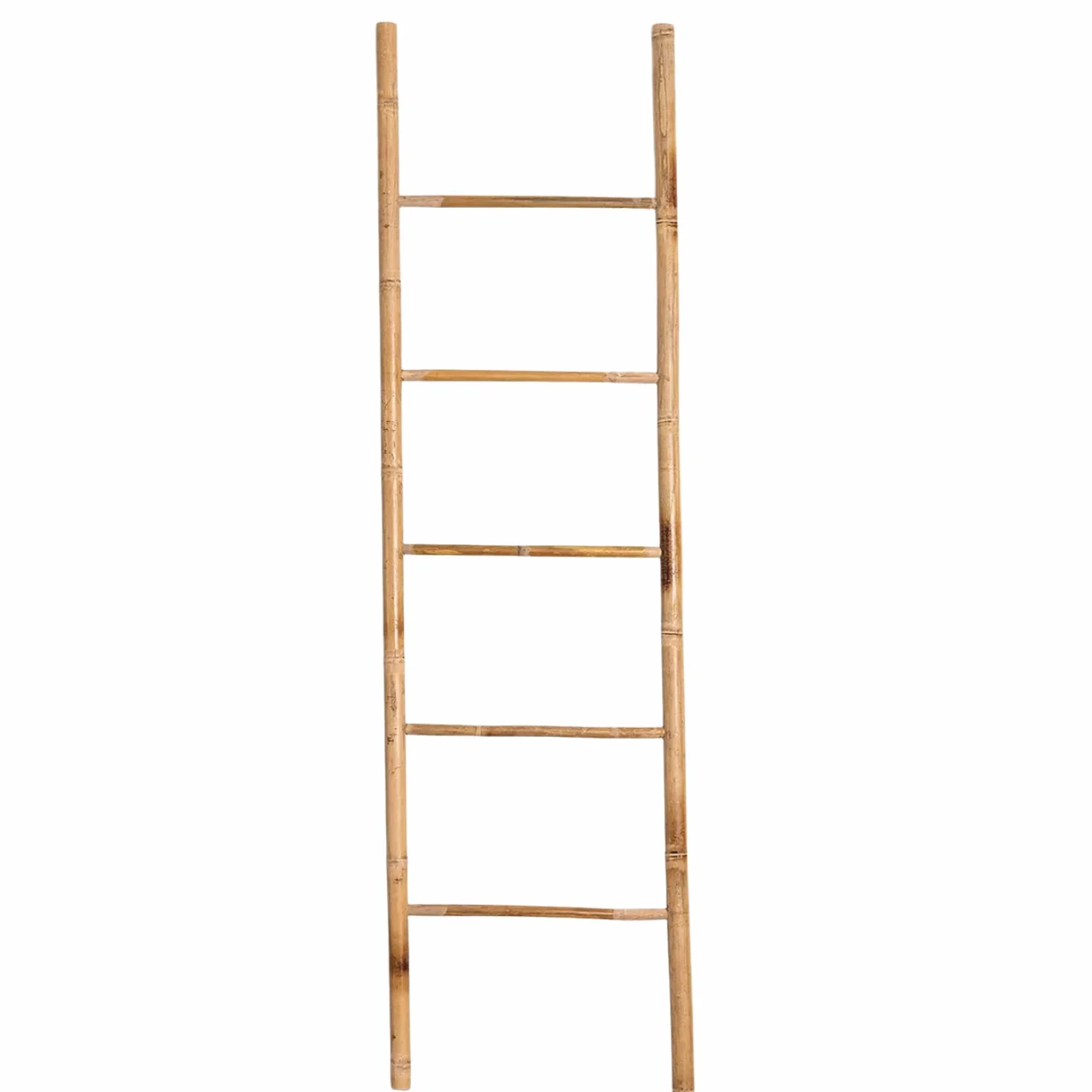 Scala Decorativa In Legno Di Bambù Con 6 Pioli 50x190 Cm, Porta Asciugamani Bagno Da Terra, Arredo Bagno Bamboo Naturale