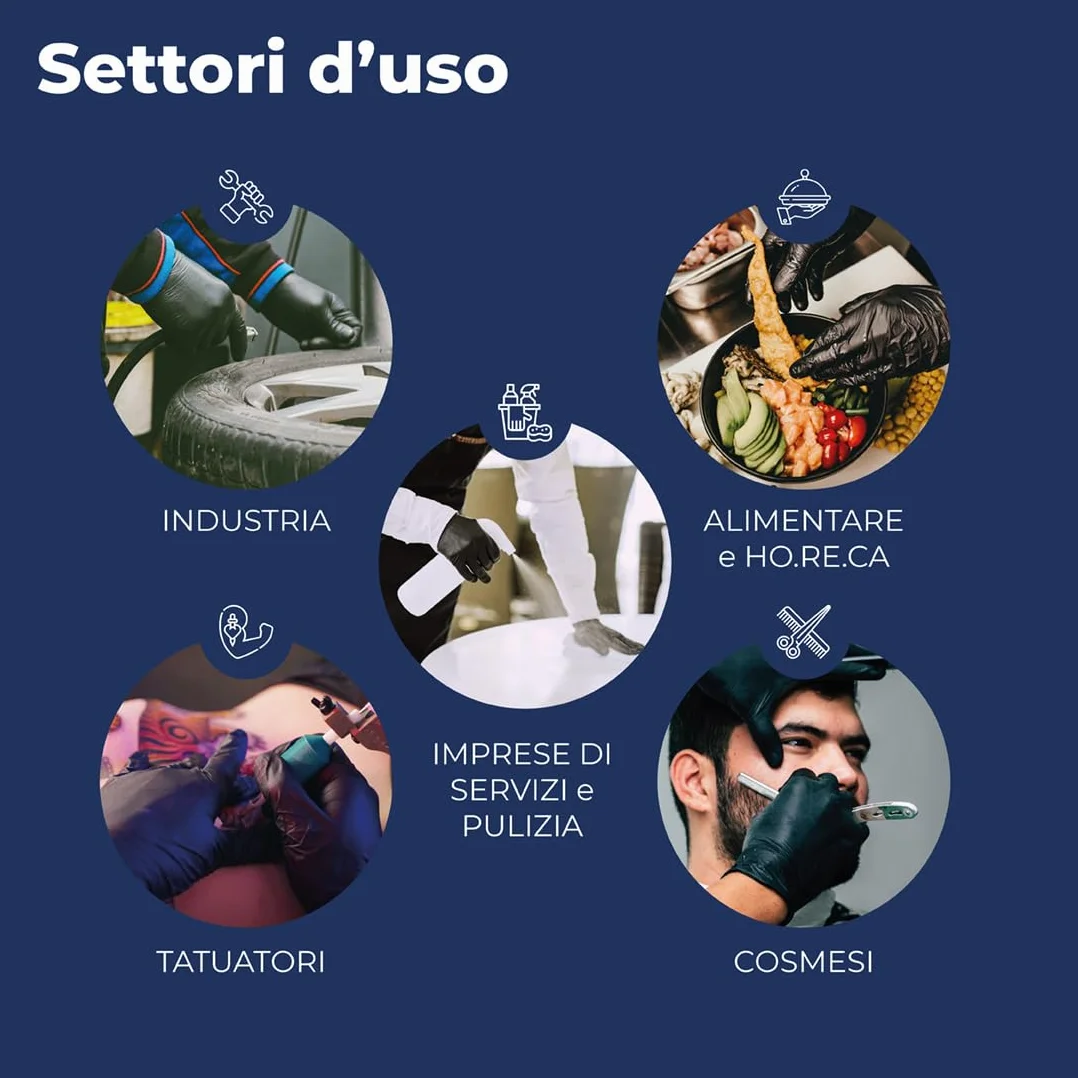 REFLEXX R78 Guanti senza nitrili in polvere, medio, nero, 100 pezzi