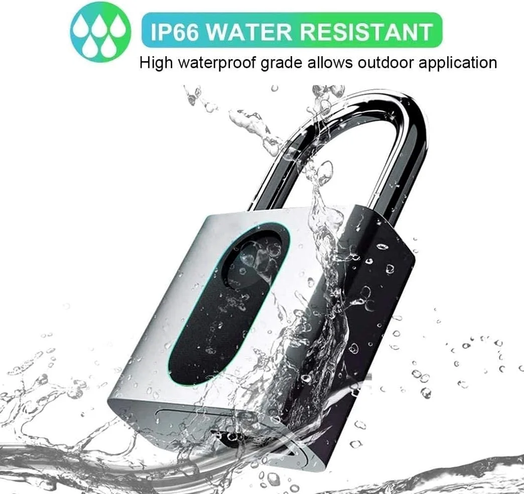 Smart Fingerprint Lucchetto, sblocco elettronico Bluetooth Sblocco remoto, Charging Portable Pundlock Impermeabile per Lo Zaino Bike Locker Uffici Blocco