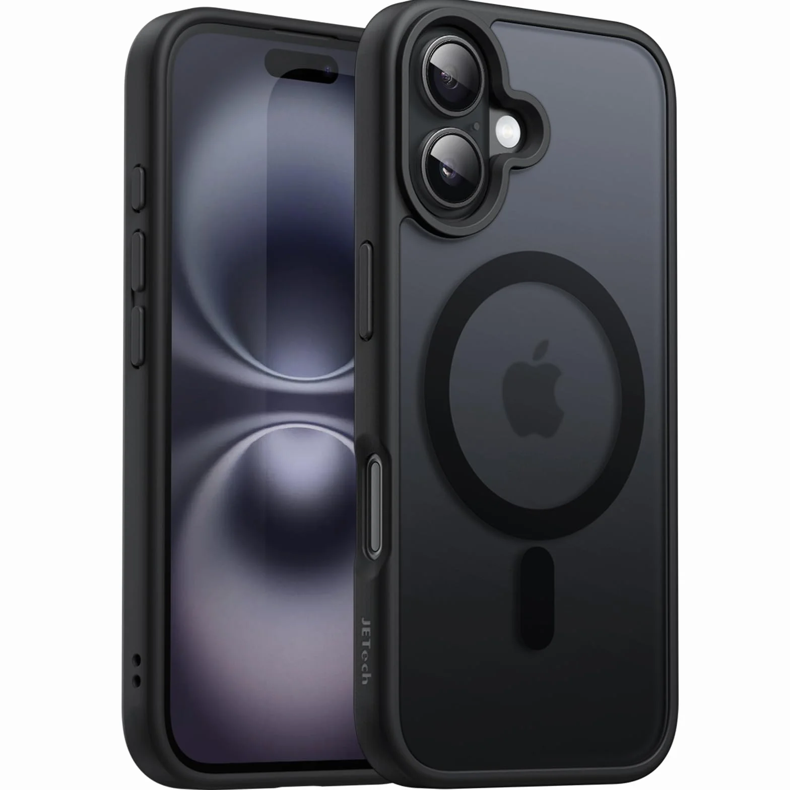 JETech Cover Magnetica per iPhone 16 6,1 Pollici Compatibile con MagSafe, Traslucido Opaco Retro Sottile Antiurto Cellulare Custodia (Nero)