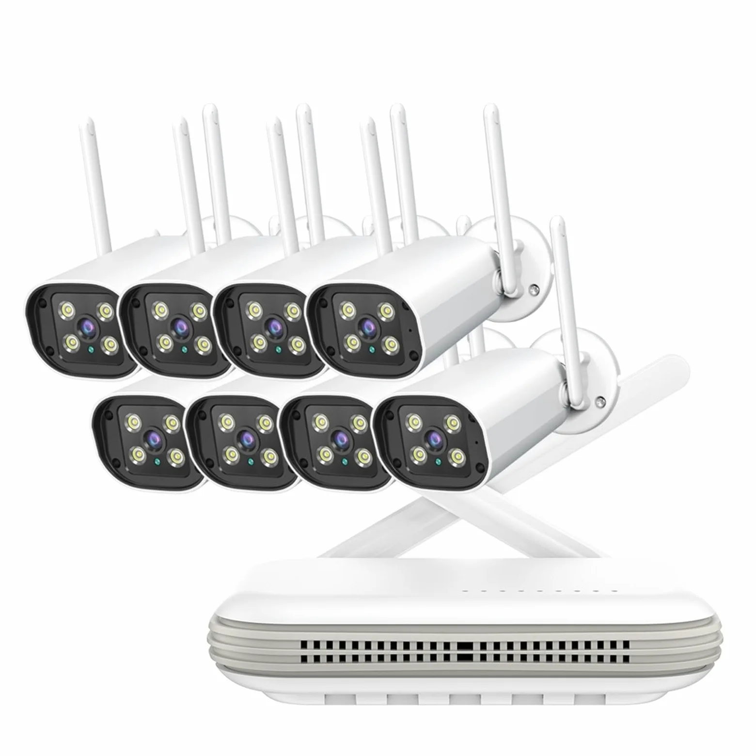 Kit Sistema NVR, 4CH 8CH NVR Wireless Kit Telecamera di Sicurezza Esterna 4K 5MP 3MP Telecamera IP Face Detection CCTV Mini di videosorveglianza(None,WiFi 3MP 2PCS)