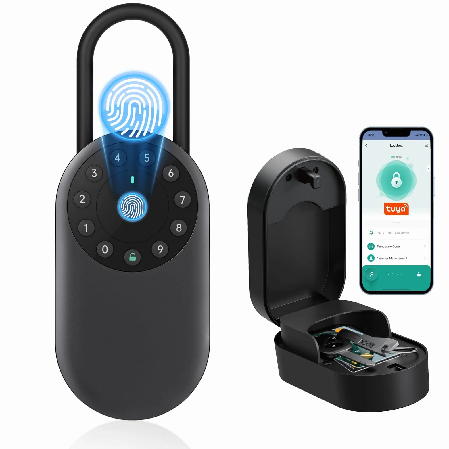 SEPOX Smart Key Lockbox, cassetta di sicurezza portatile e da parete per esterni, con Bluetooth e controllo tramite app, in alluminio resistente alle intemperie, gancio rimovibile, per Airbnb, ufficio