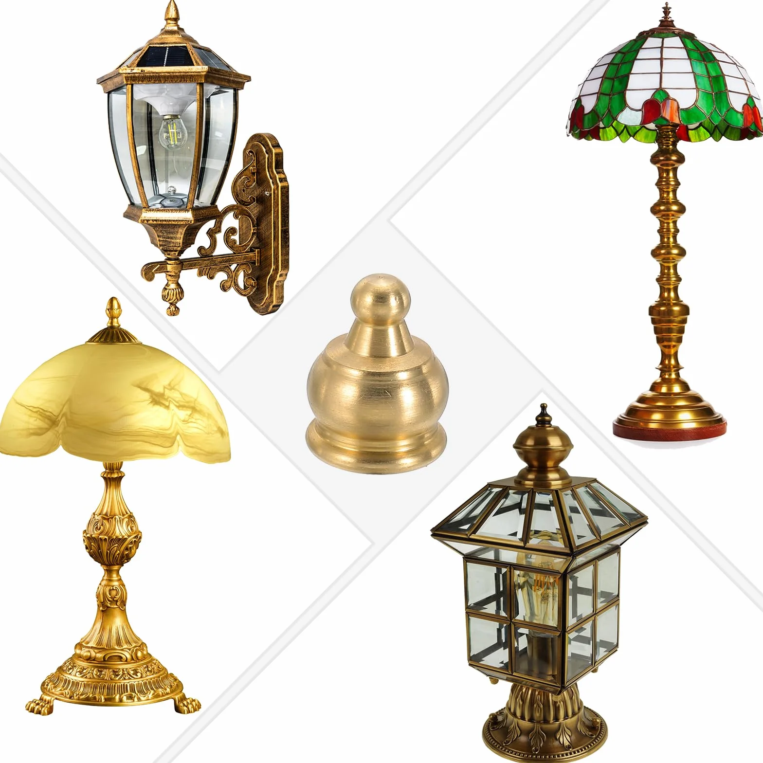 PATIKIL Pomelli Cappucci per Lampade 14.5 x 19mm Ottone Massiccio 2 Set con Adattatore Riduzione