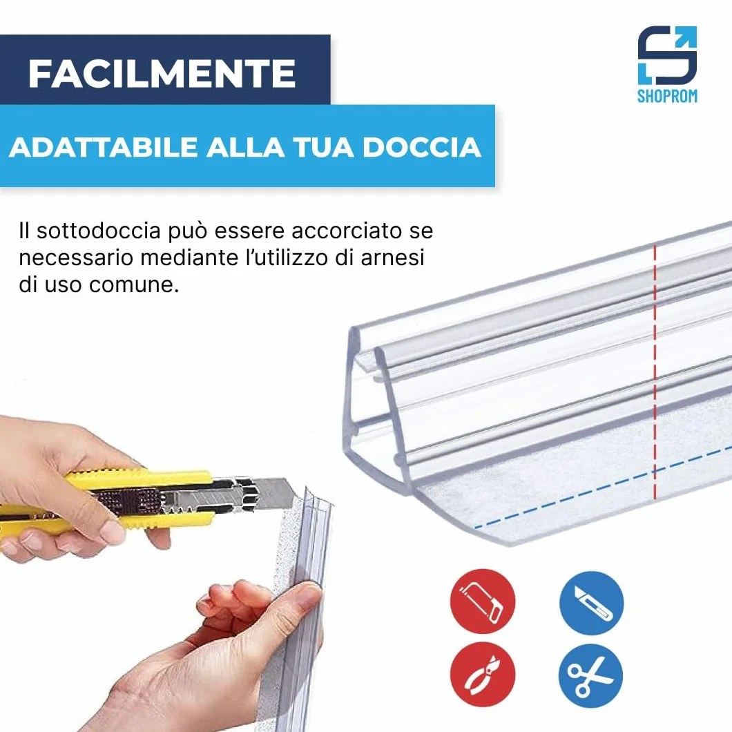 Guarnizione Box Doccia in PVC con Gocciolatoio 100 cm Trasparente Antimuffa