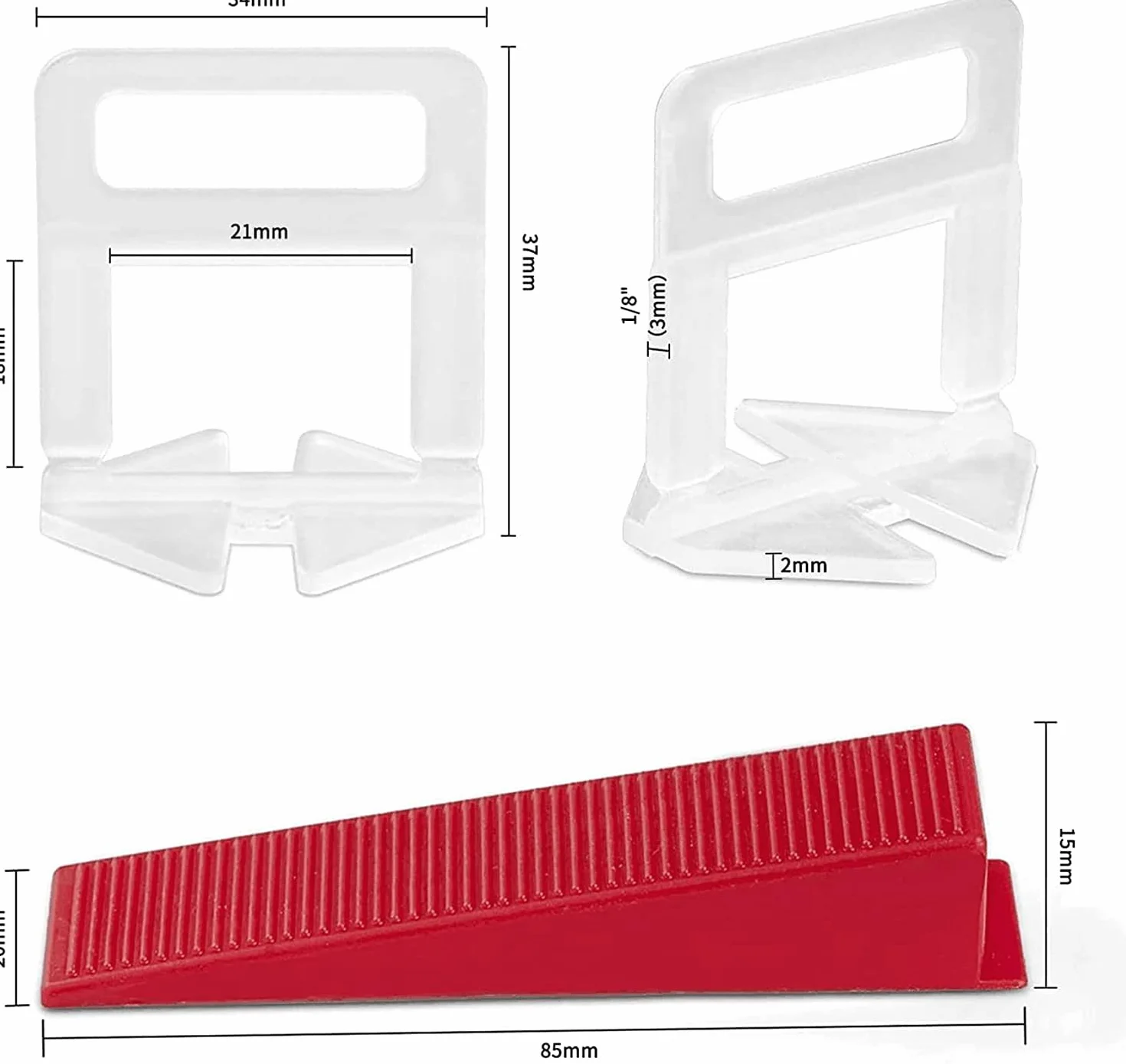 Kit Sistema di Livellamento Piastrelle 3mm 400 Distanziatori 100 Cunei 1 Pinza 3-12mm