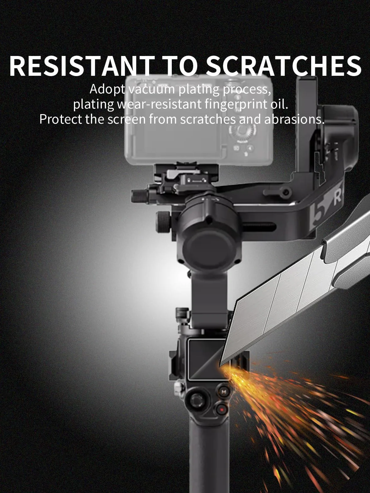3 pellicole protettive per DJI RS5, 9H, in vetro temperato compatibile con DJI RS5, resistente, antigraffio, senza impronte digitali